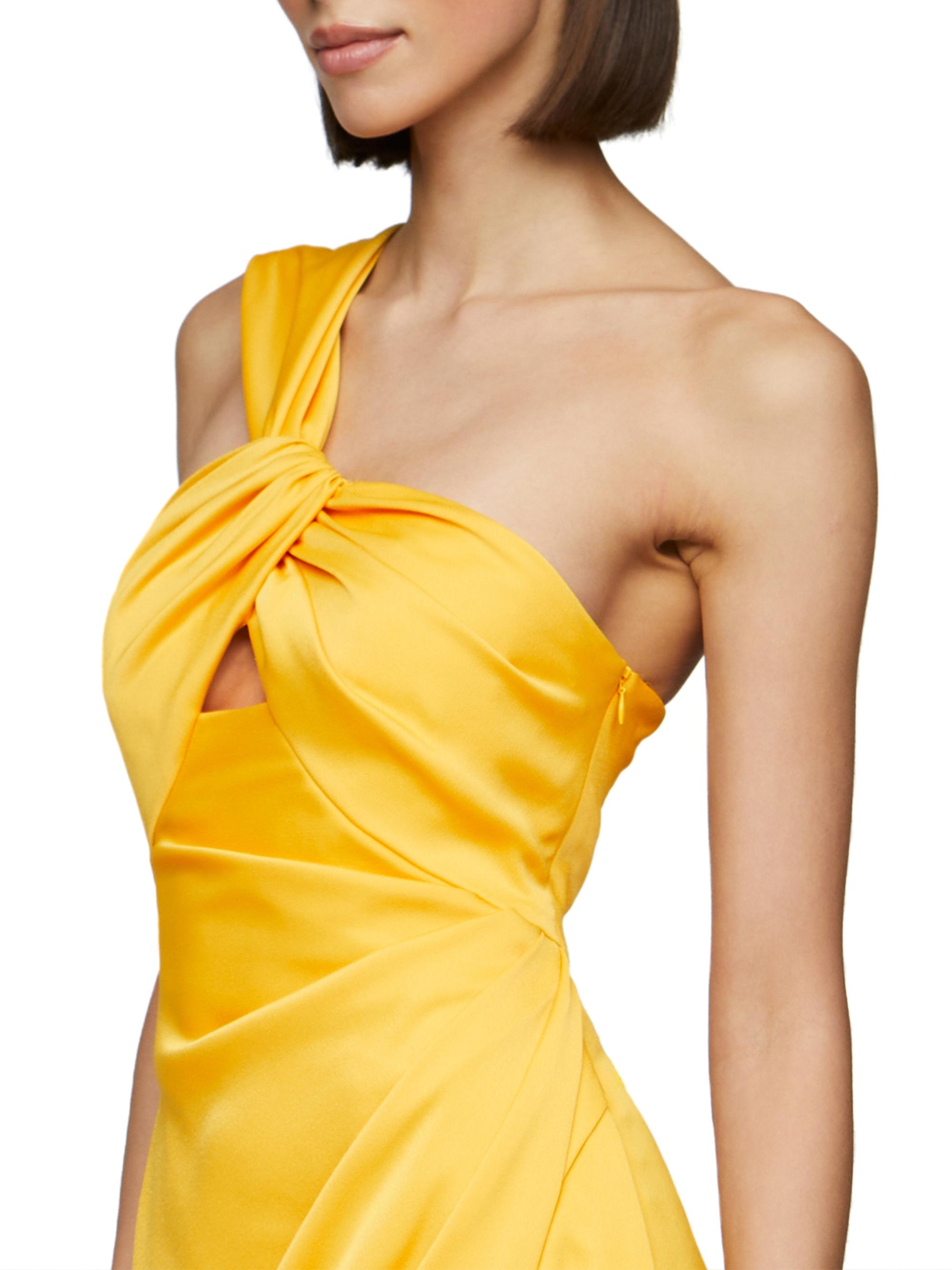 chinese dress ladies Elsa Matte Satin Maxi Gown | Yellow | Debs & Prom
