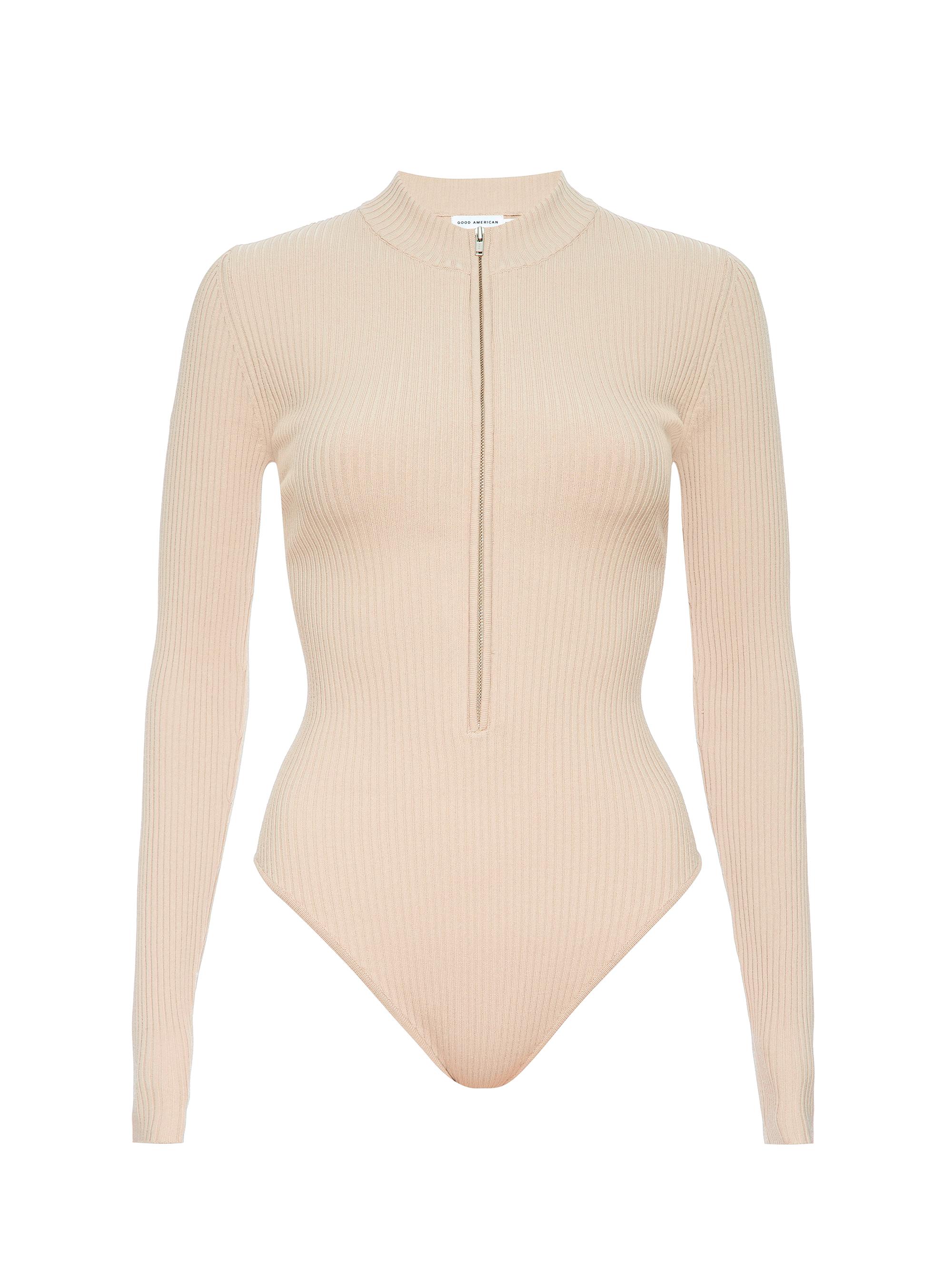 Good American Women's Virgo Rib-Knit Bodysuit - Short Bread