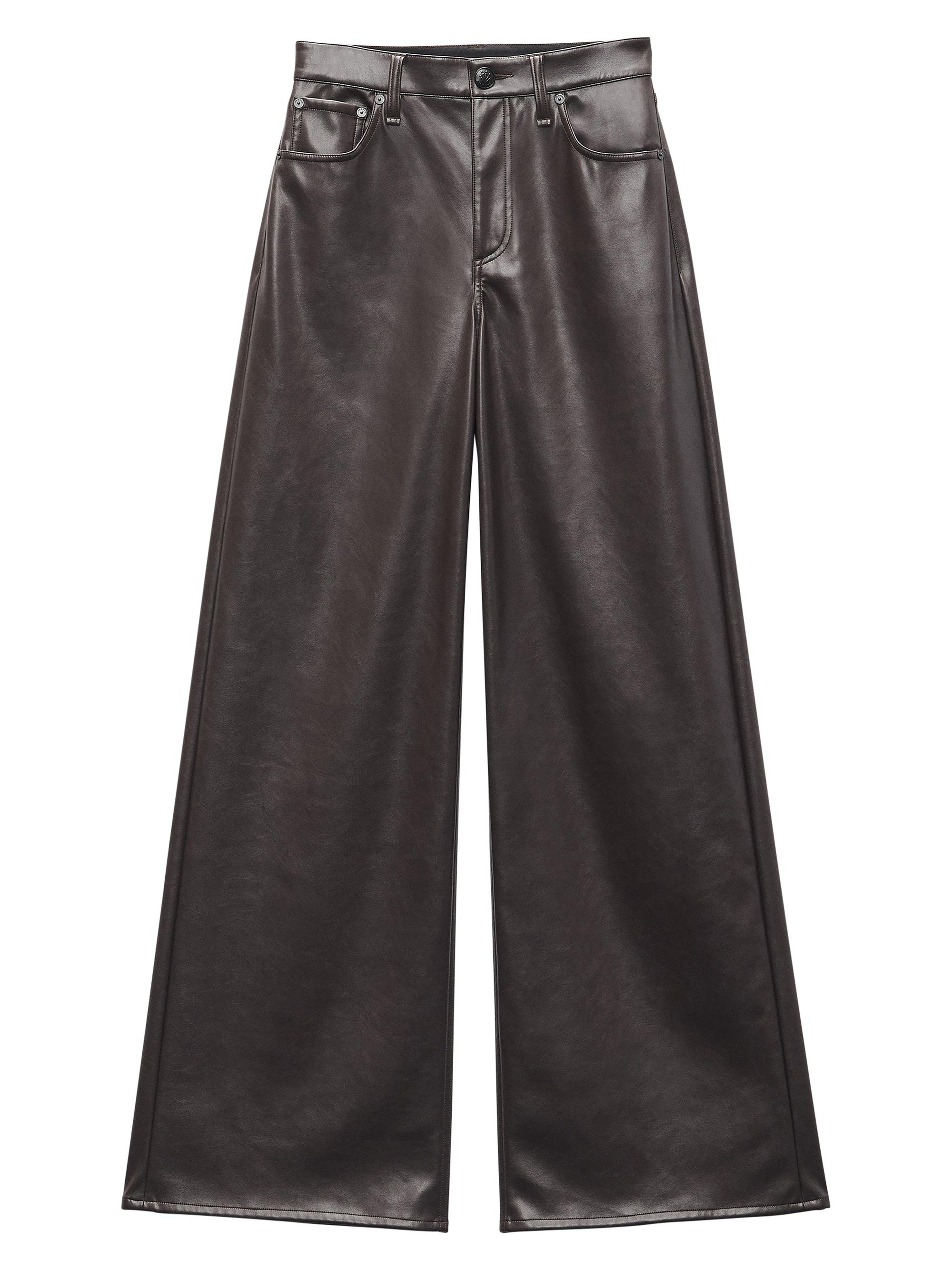 rag & bone Women's Sofie Faux Leather Flared Pants - Dark Brown