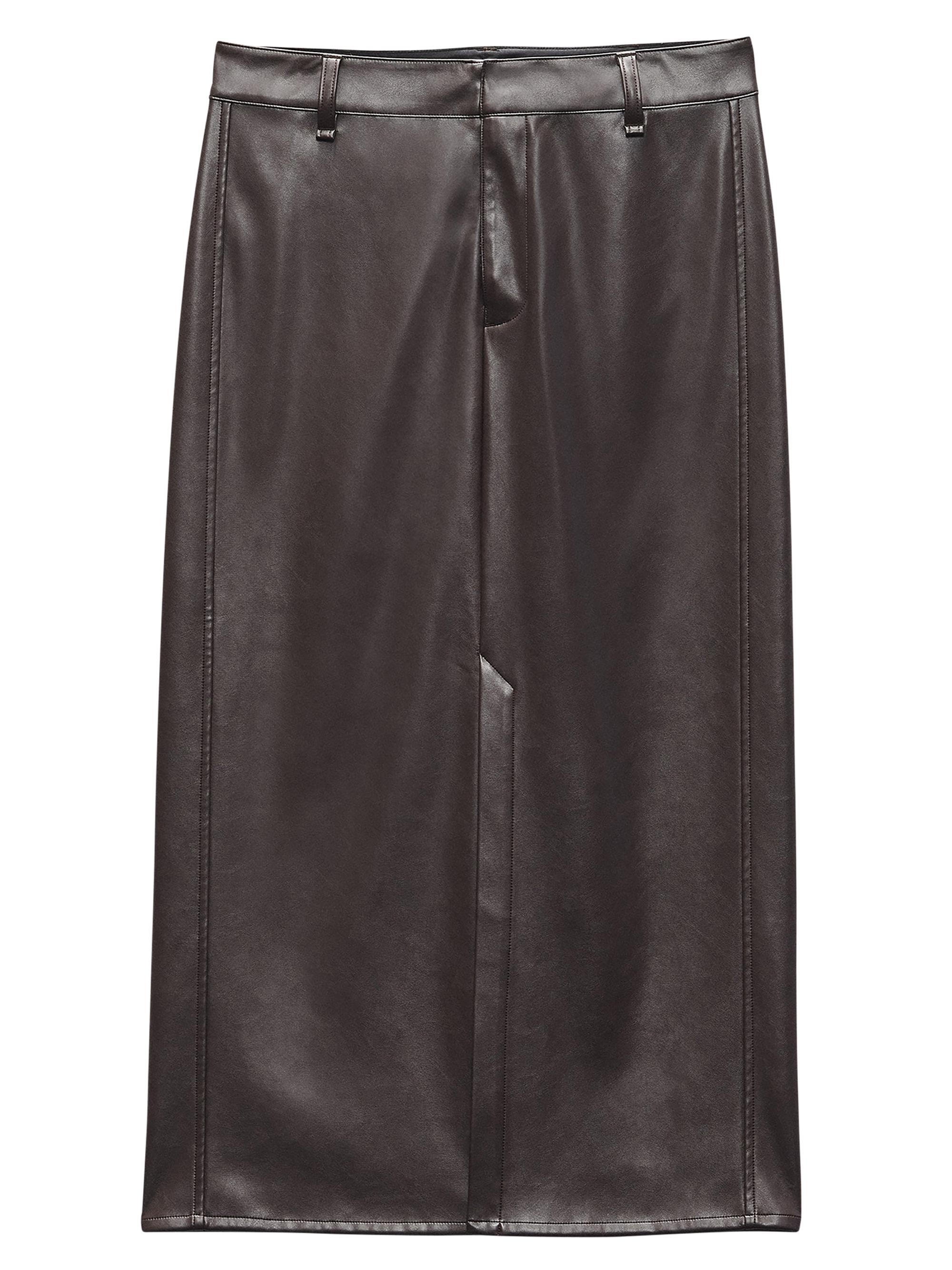 rag & bone Women's Rayne Faux Leather Midi-Skirt - Dark Brown
