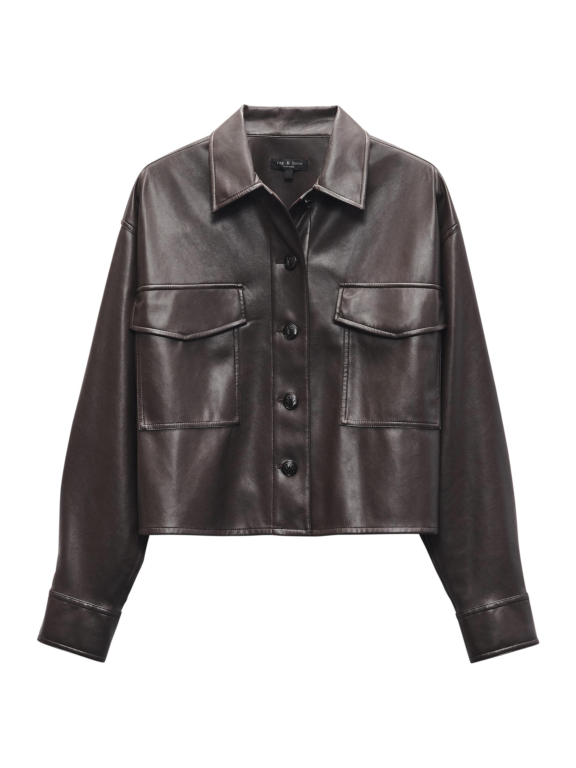rag & bone Women's Jaiden Faux Leather Shirt Jacket - Dark Brown