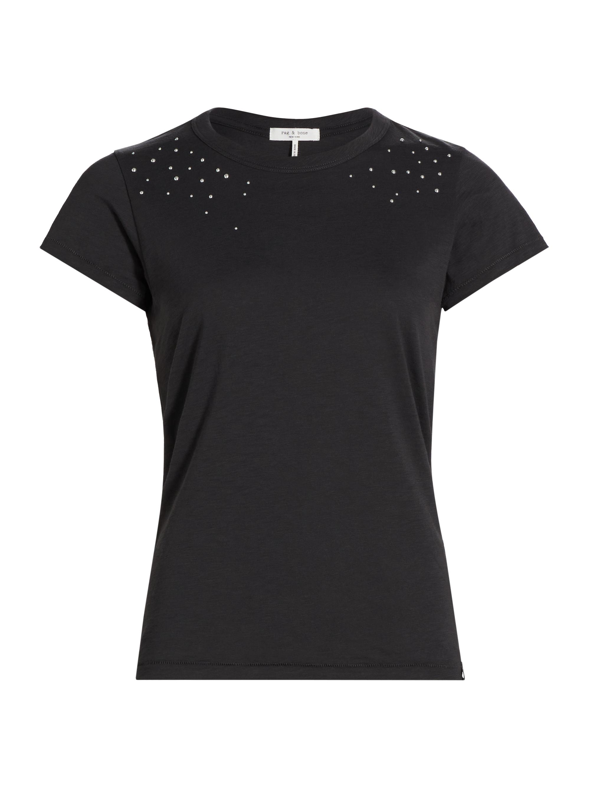 rag & bone Women's Ombre Stud Short-Sleeve T-shirt - Black