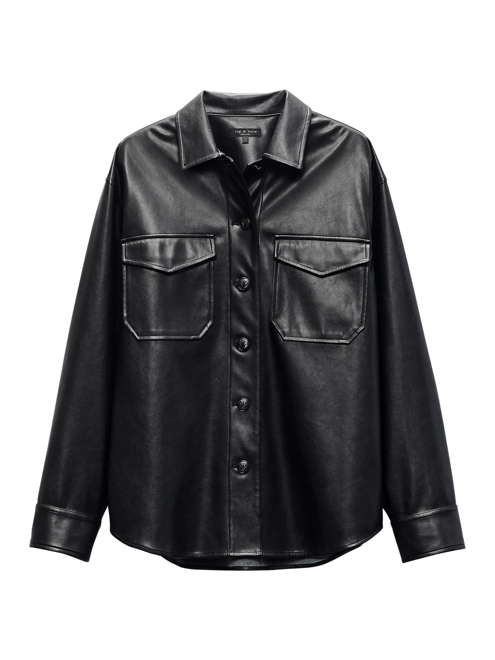 rag & bone Women's Camilla Faux Leather Shirt Jacket - Black