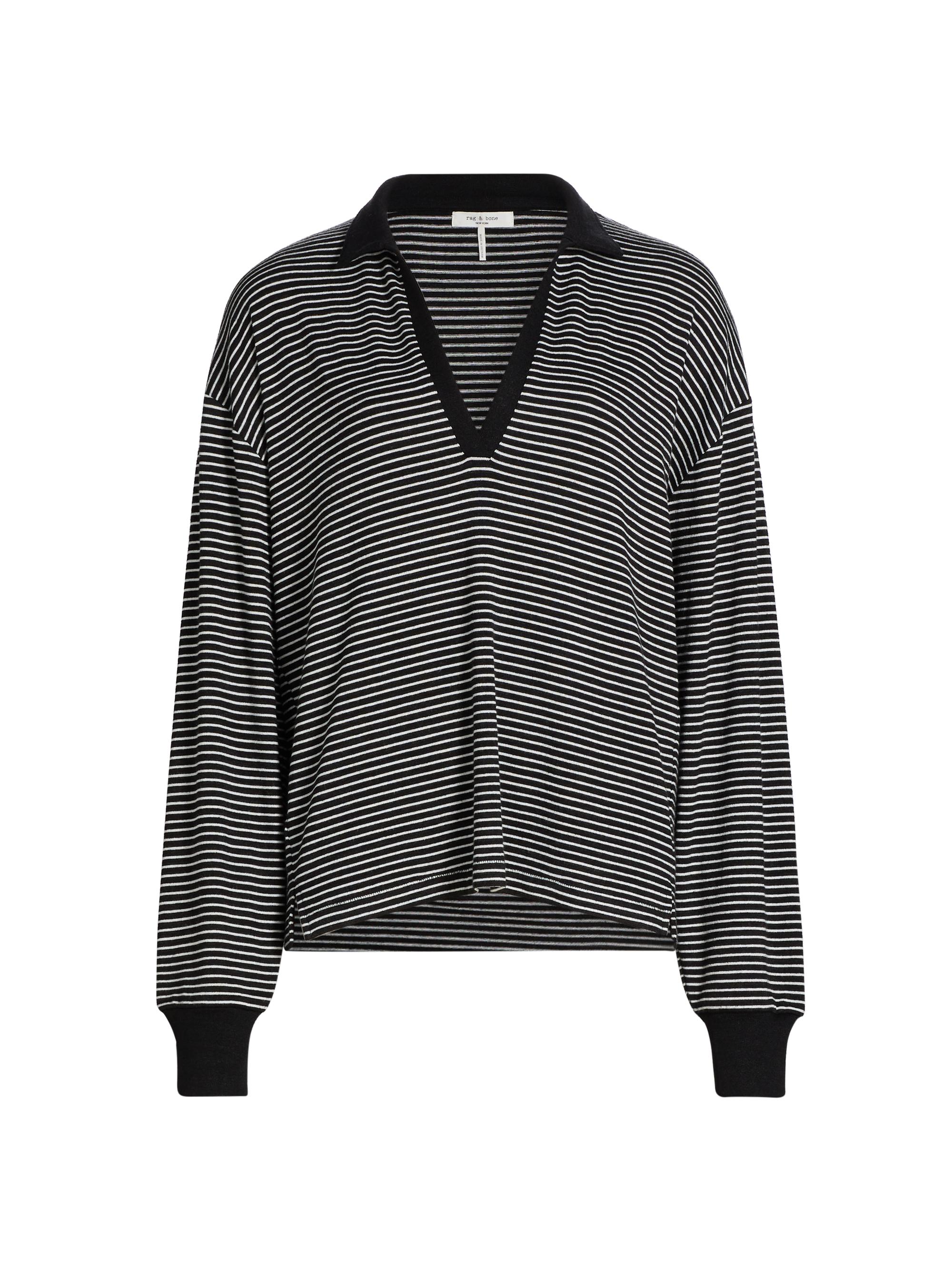 rag & bone Women's The Knit Stripe Long-Sleeve Top - Black White