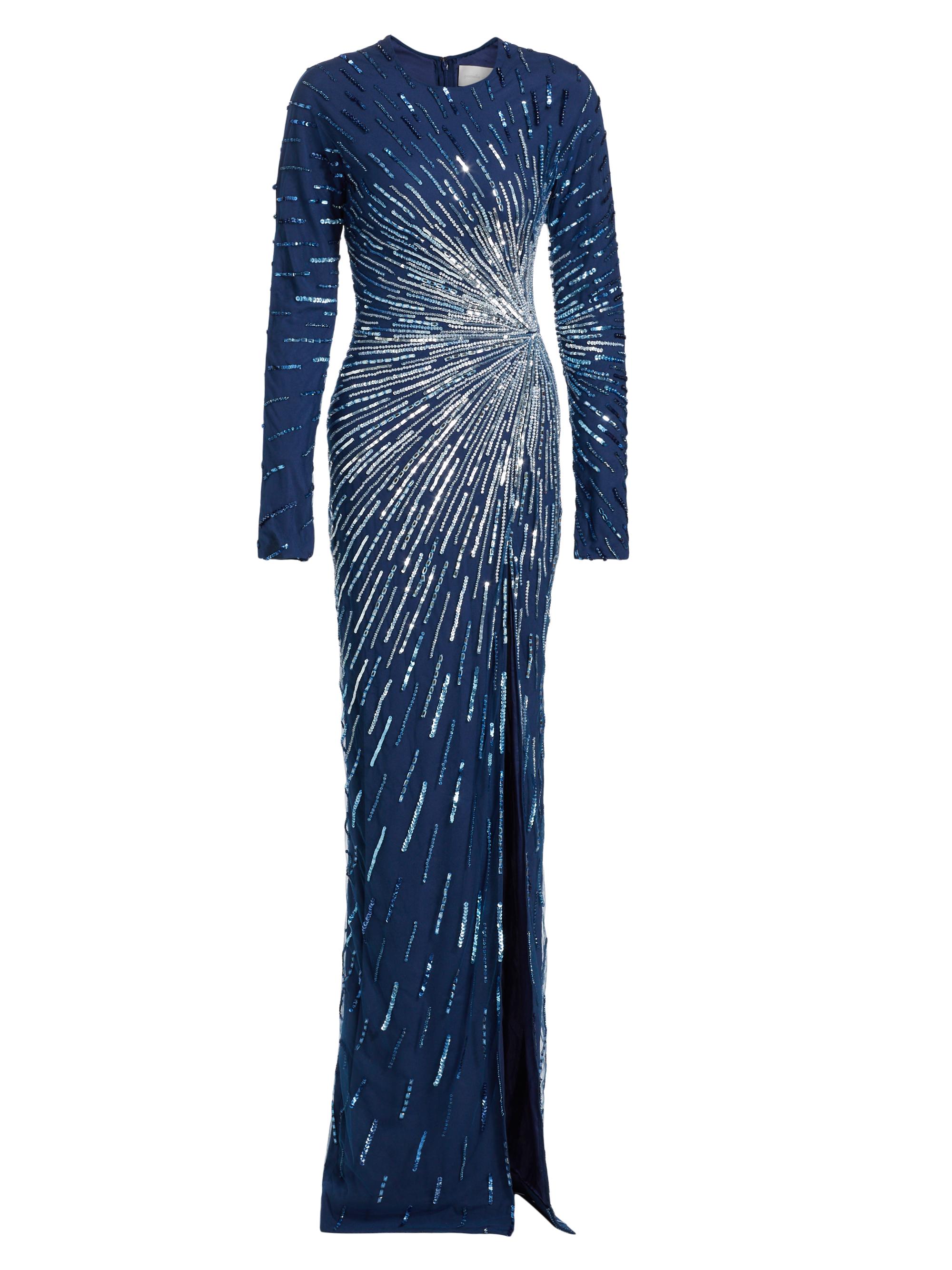 Pamella Roland Women's Starburst Embroidered Tulle Gown - Midnight Silver