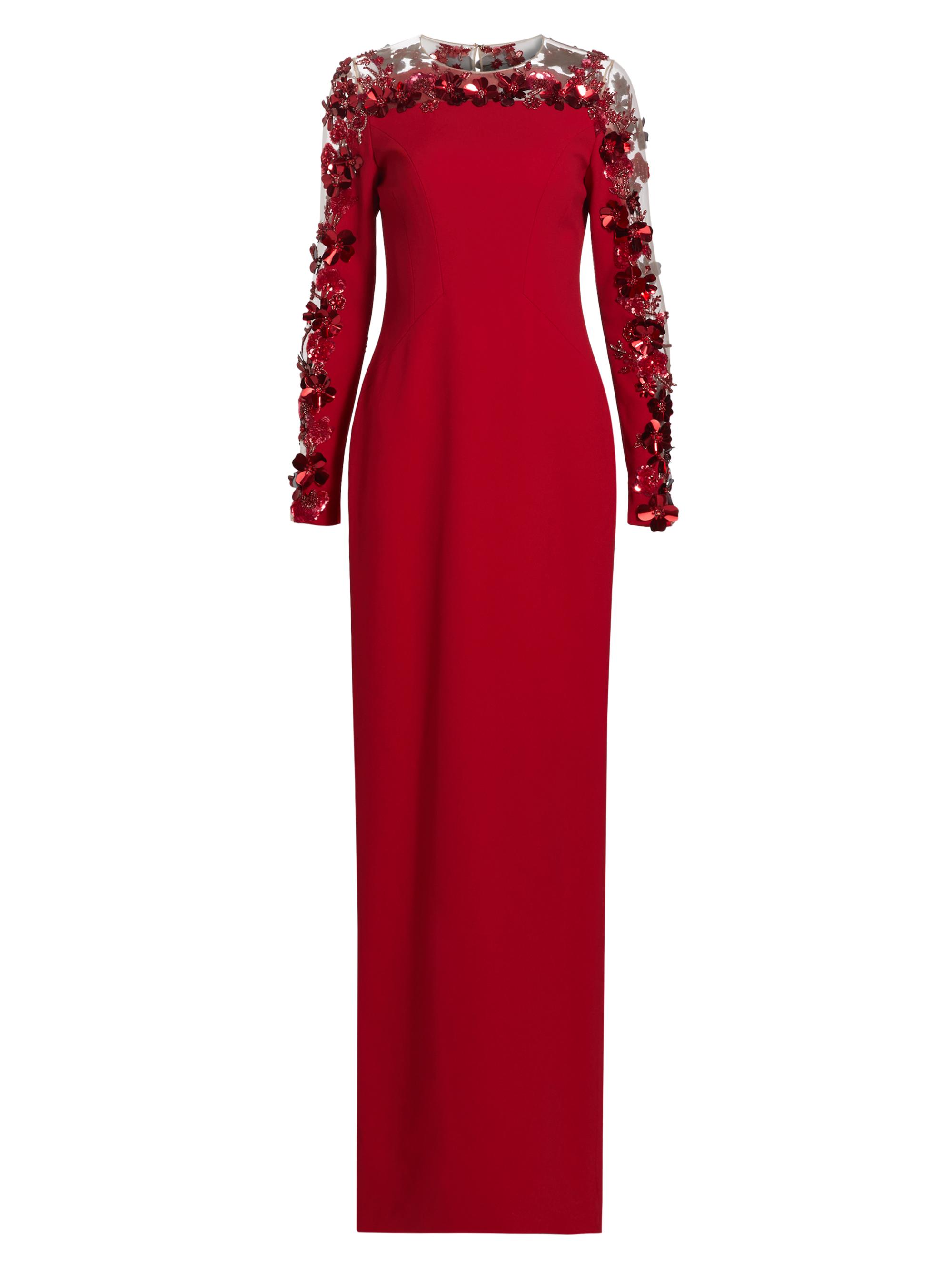 Pamella Roland Women's Embellished Illusion Crêpe Gown - Scarlet