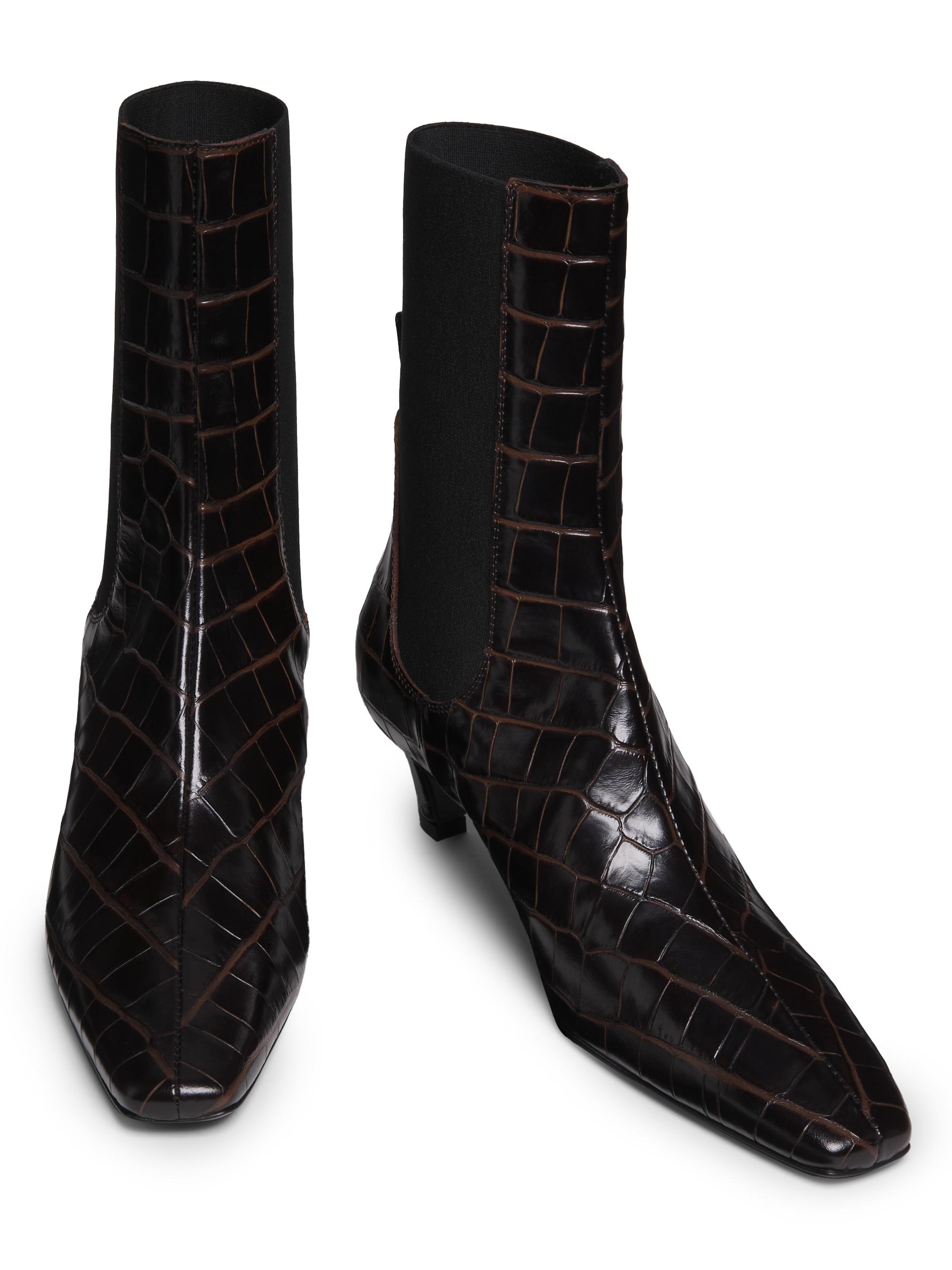 Toteme The Mid-Heel 50MM Crocodile-Embossed Leather Ankle Boots