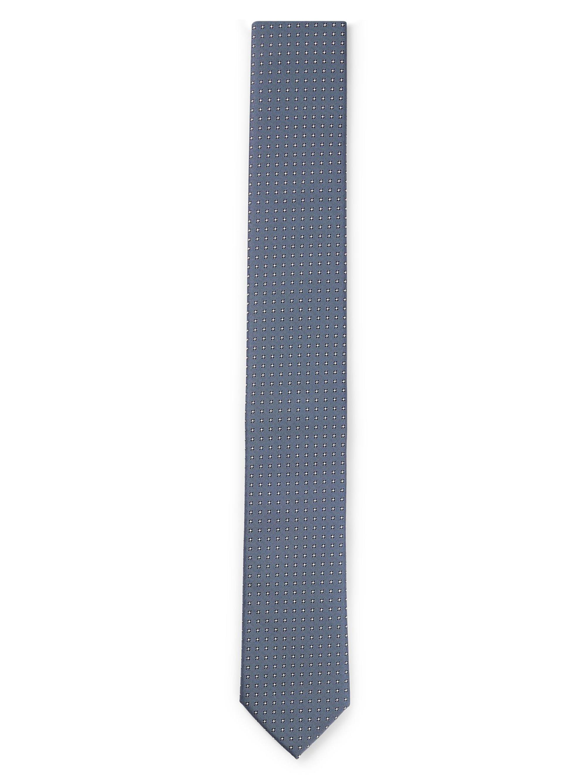 BOSS Men's Silk Blend Tie with Jacquard Woven Pattern - Blue