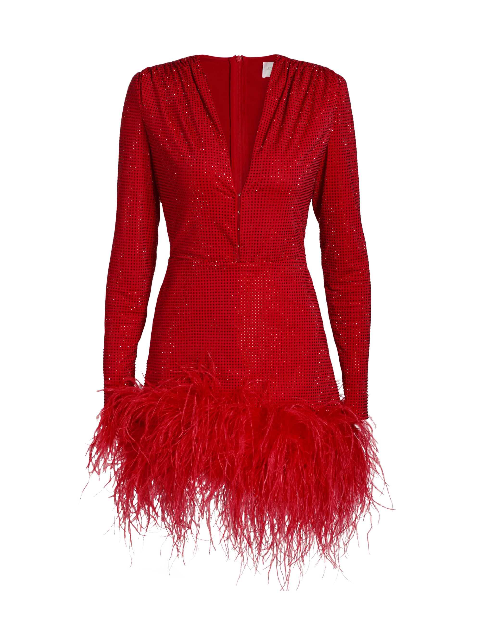 Bronx and Banco Women's Kyoto Hotfix Crystal Feather Minidress - Red