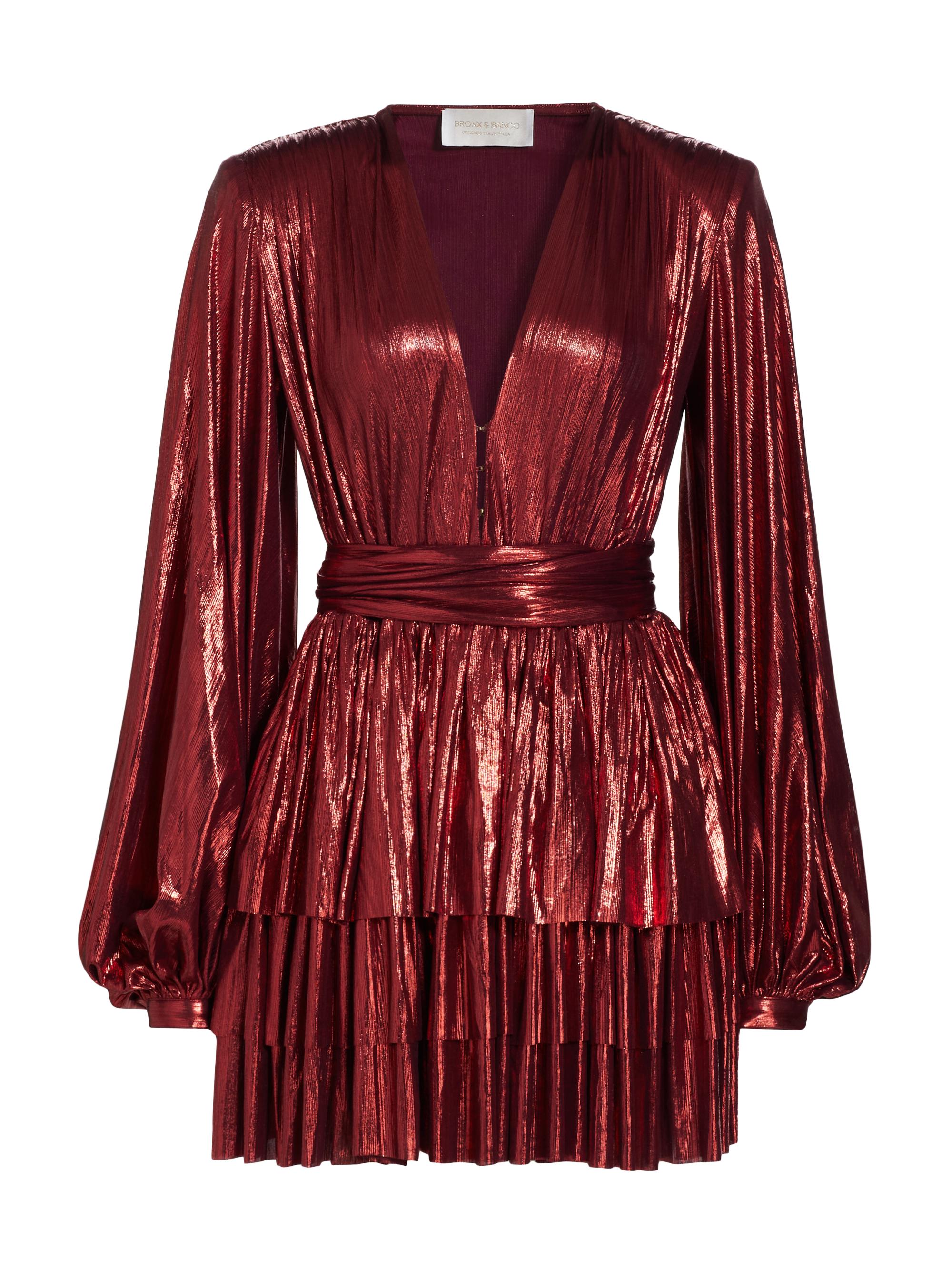 Bronx and Banco Women's Bedouin Metallic Tiered Minidress - Metallic Red