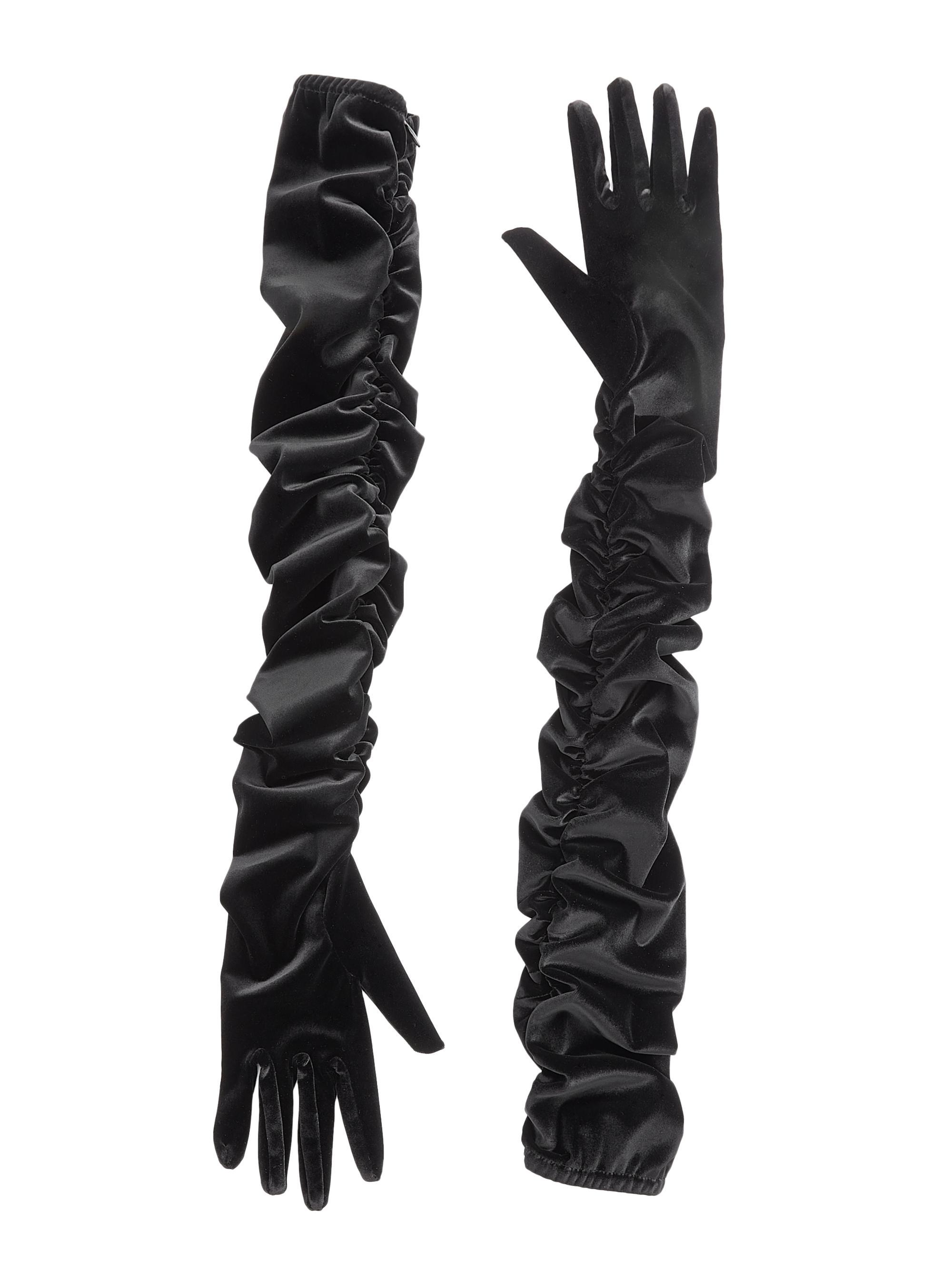 Bronx and Banco Women's Velvet Ruched Opera Gloves - Black