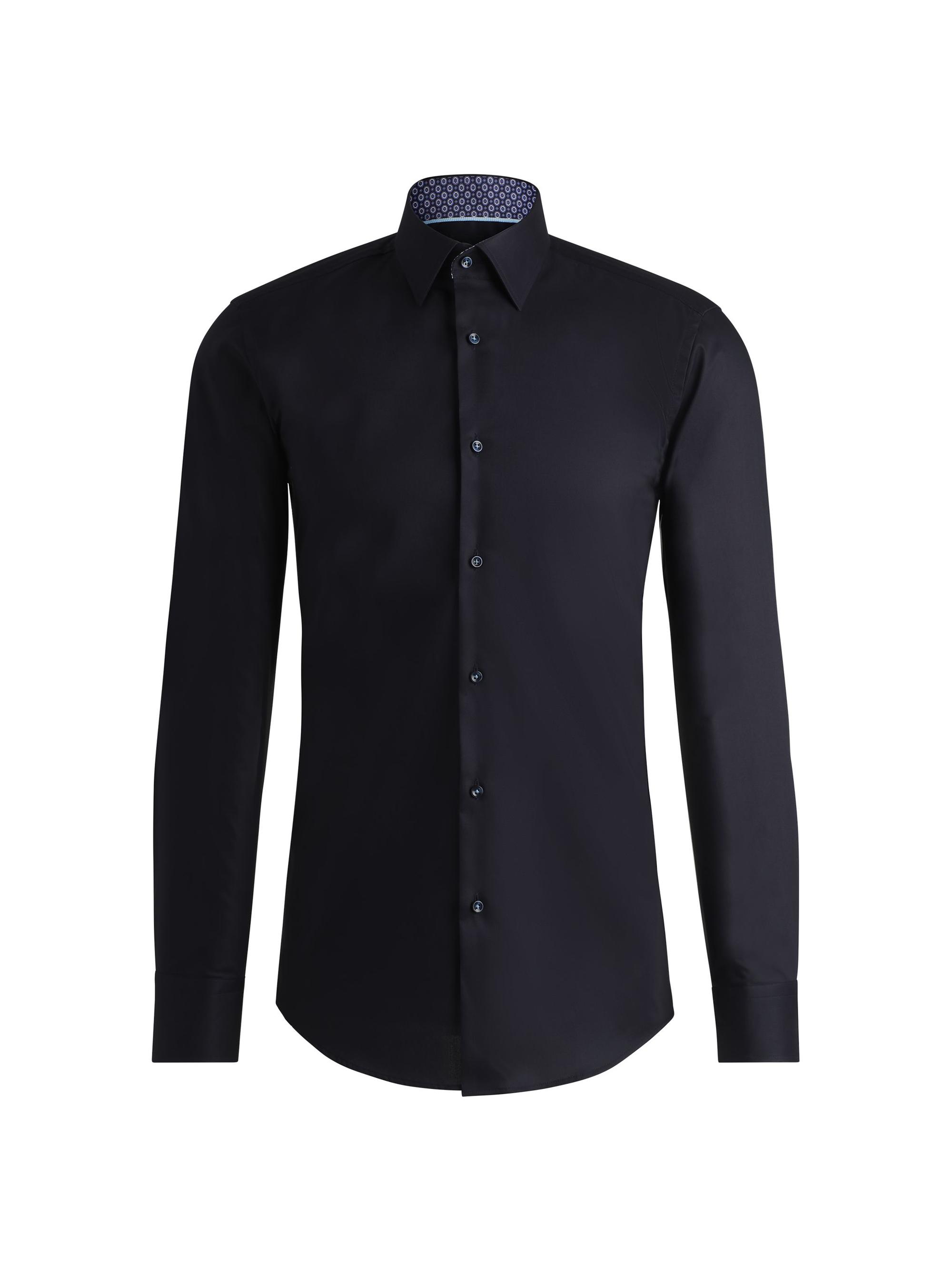 BOSS Men's Slim Fit Shirt in Easy Iron Cotton Poplin - Dark Blue