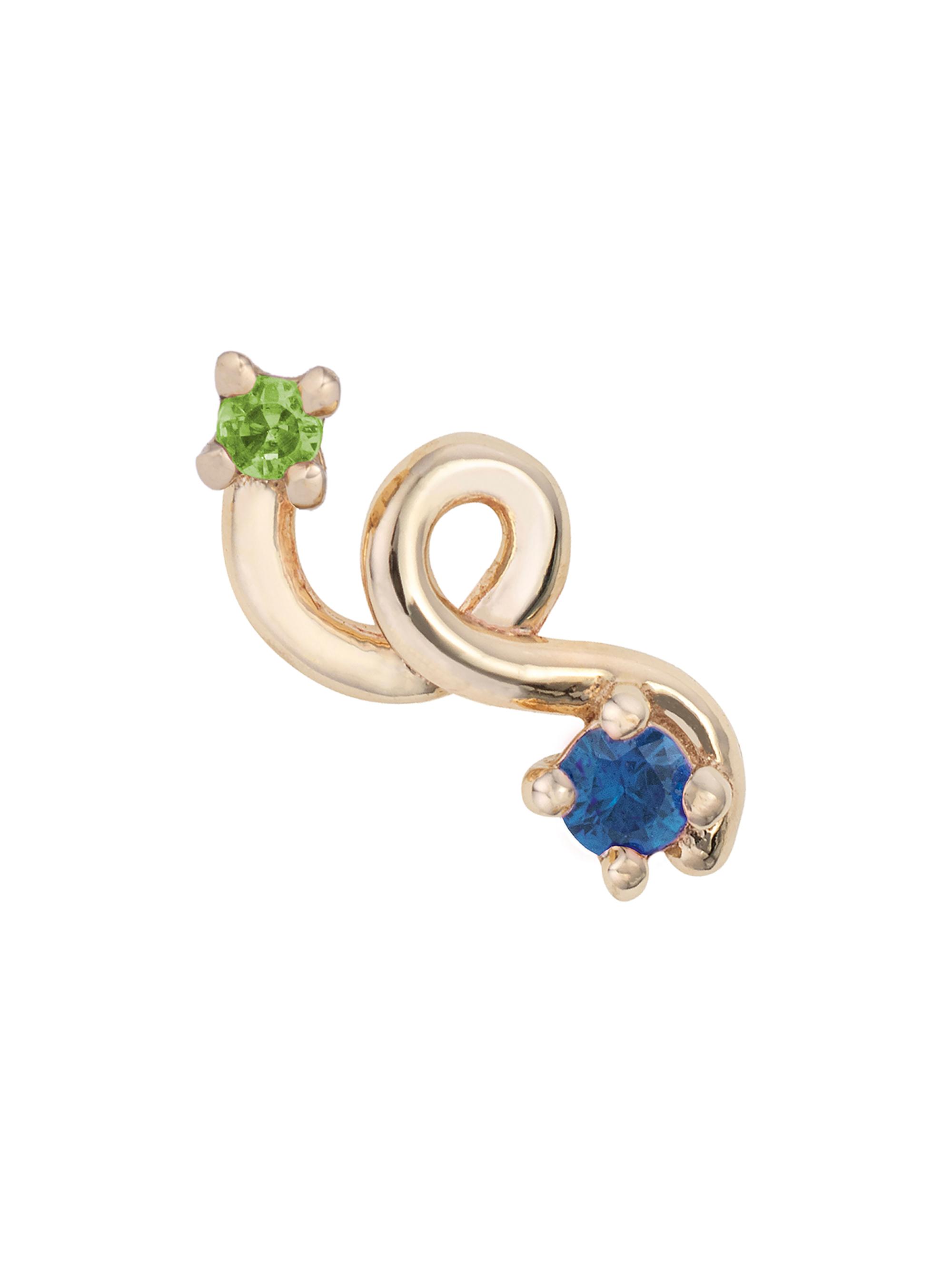 Bea Bongiasca Women's Loop Mini Loop 9K Yellow Gold, Tsavorite & Blue Sapphire Earring - Tsavorite Blue Sapphire