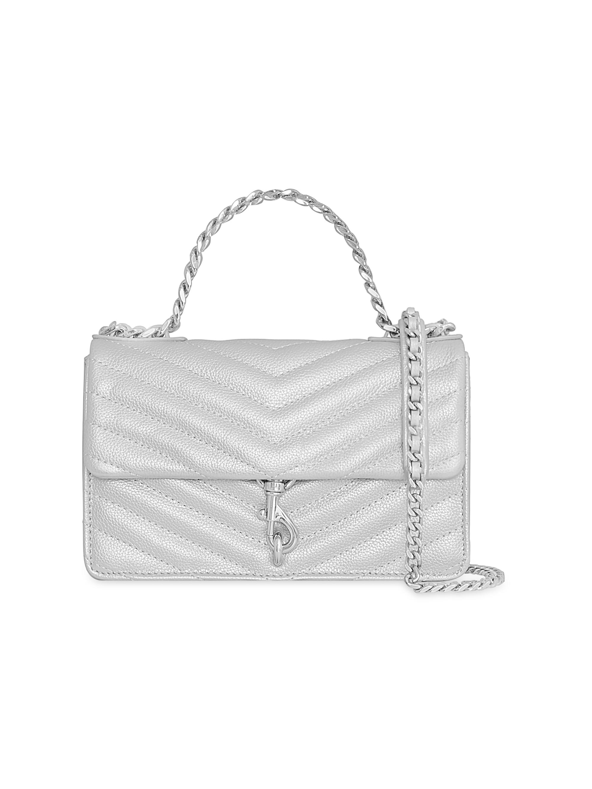 Rebecca Minkoff Women's Mini Edie Leather Crossbody Bag - Silver