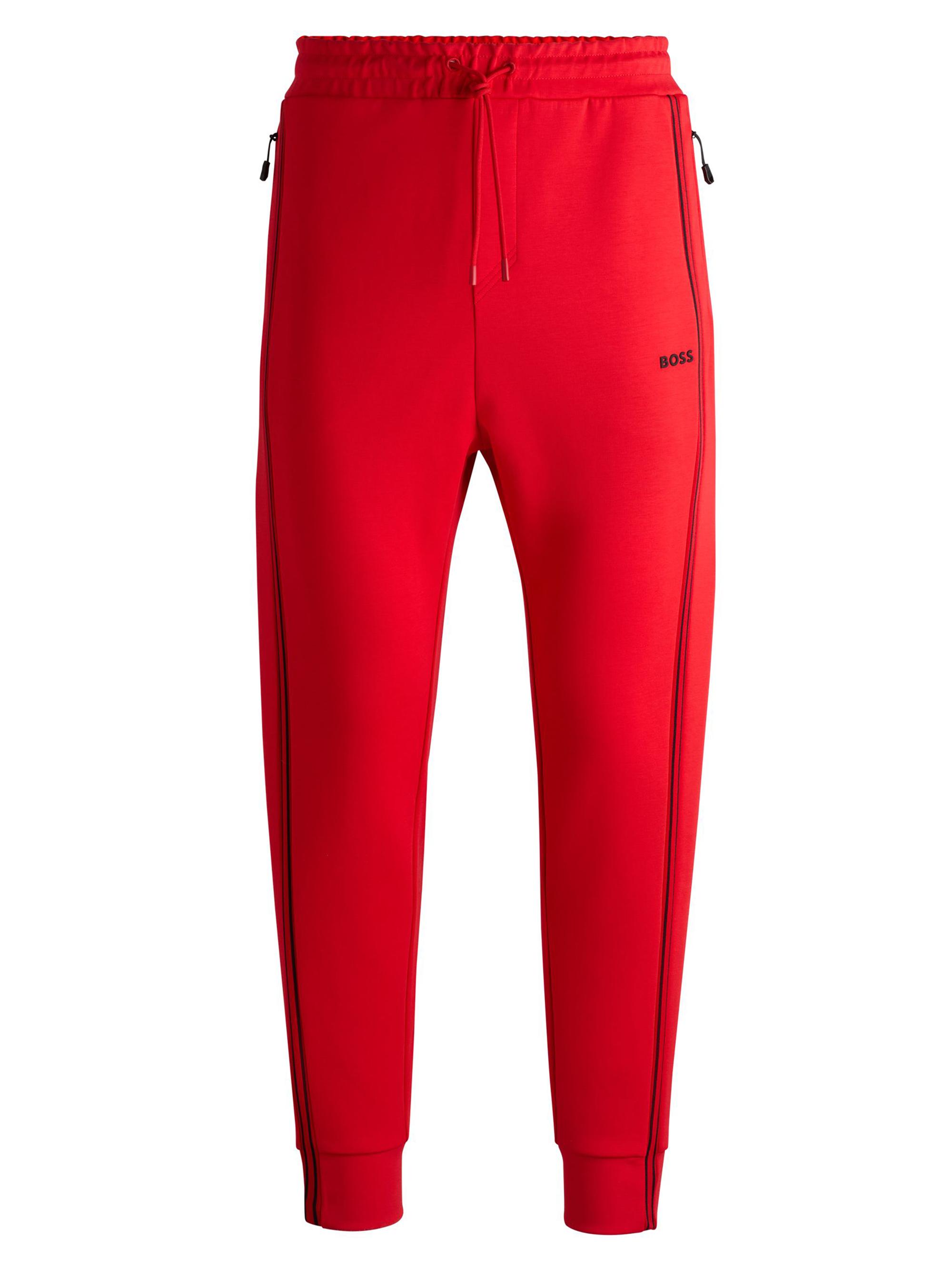 BOSS Men's Tracksuit Bottoms with Tape Inserts - Light Red