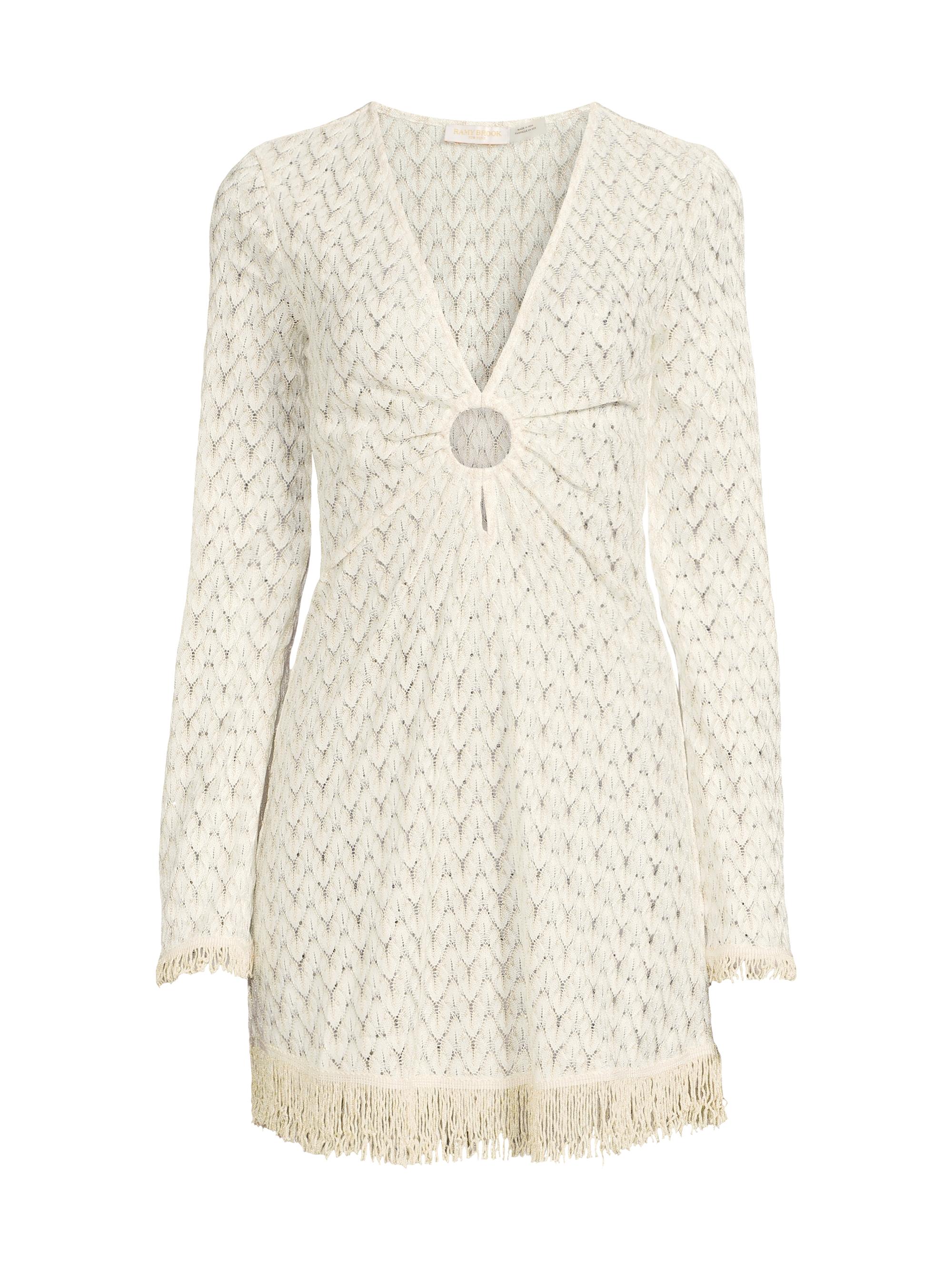 Ramy Brook Women's Cassie Fringed Chevron Minidress - Whitegold Zig Zag