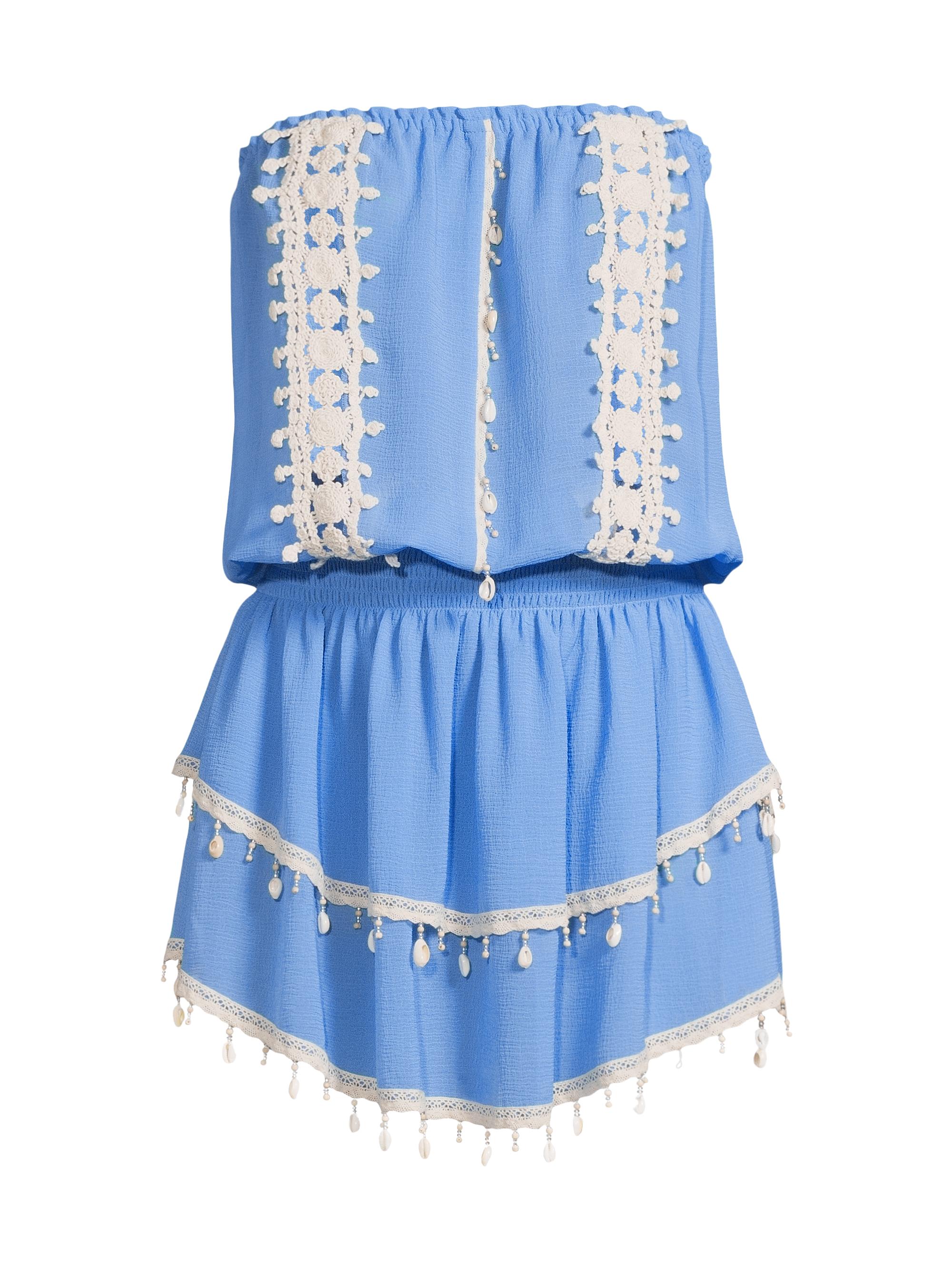 Ramy Brook Women's Perry Embroidered Off-The-Shoulder Minidress - Serene Blue