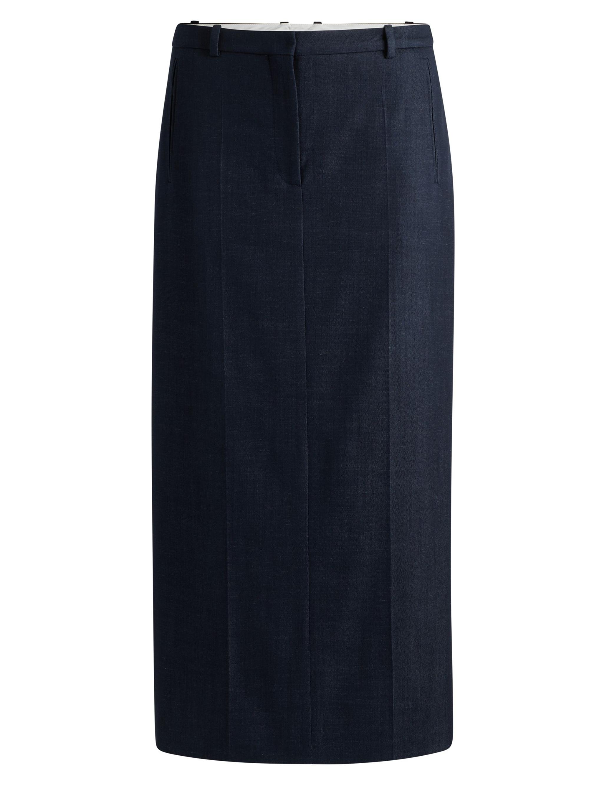BOSS Women's Long Length Denim Effect Twill Skirt - Blue