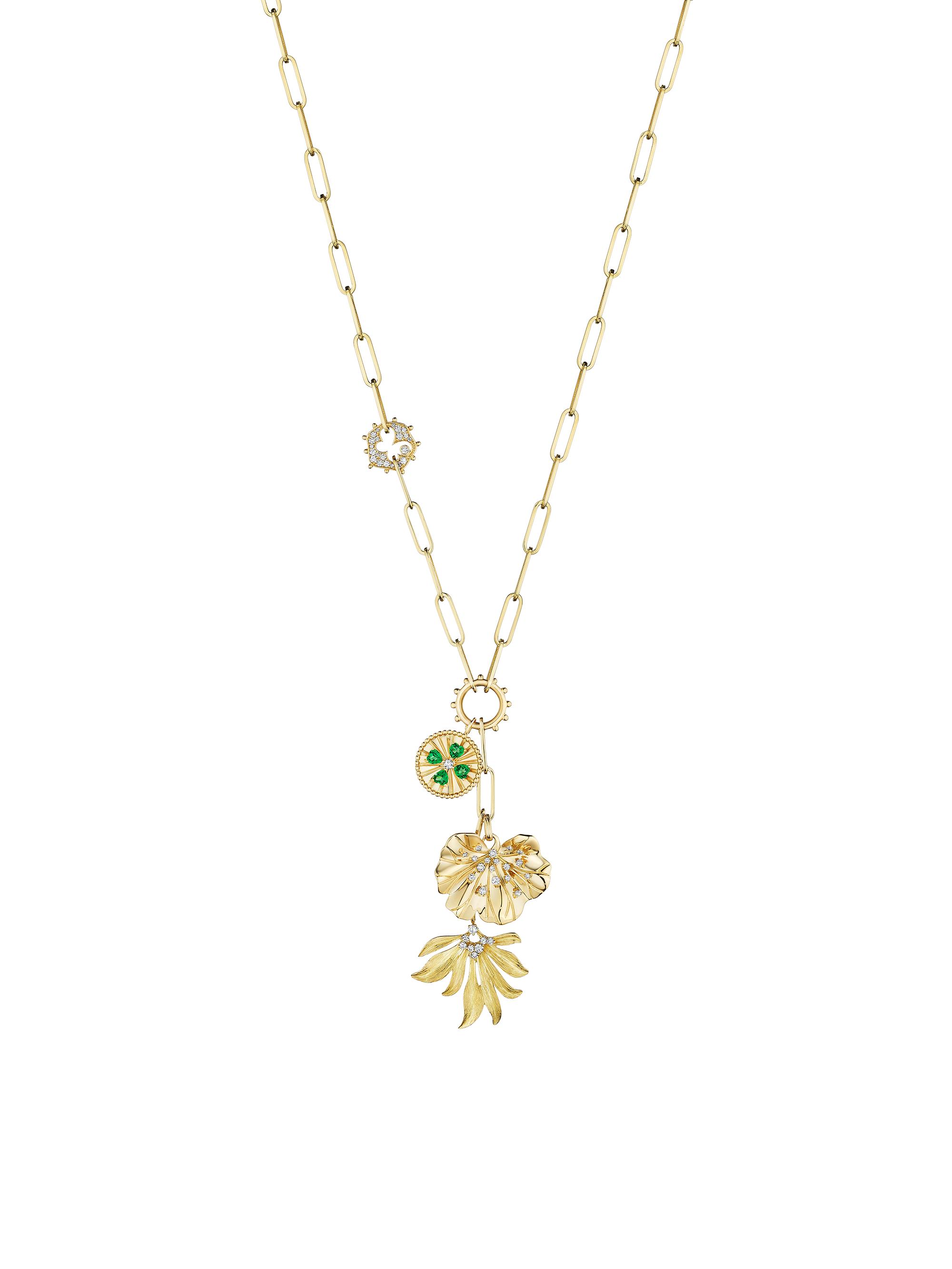 Hueb Women's Penka 18K Yellow Gold, Tsavorite & 0.45 TCW Diamond Charm Necklace - Yellow Gold