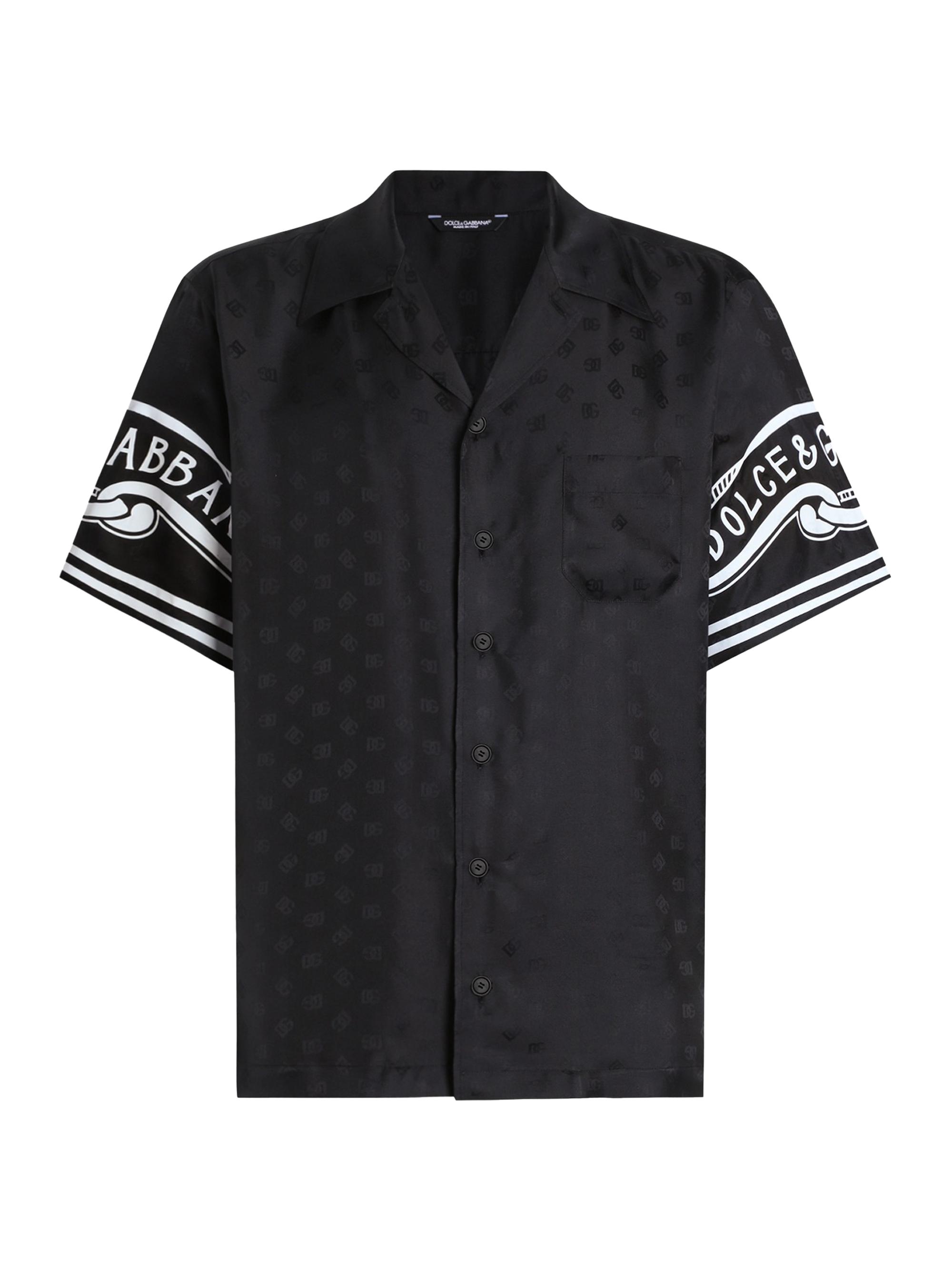 Dolce & Gabbana Men's Monogram Logo Silk Shirt - Nero