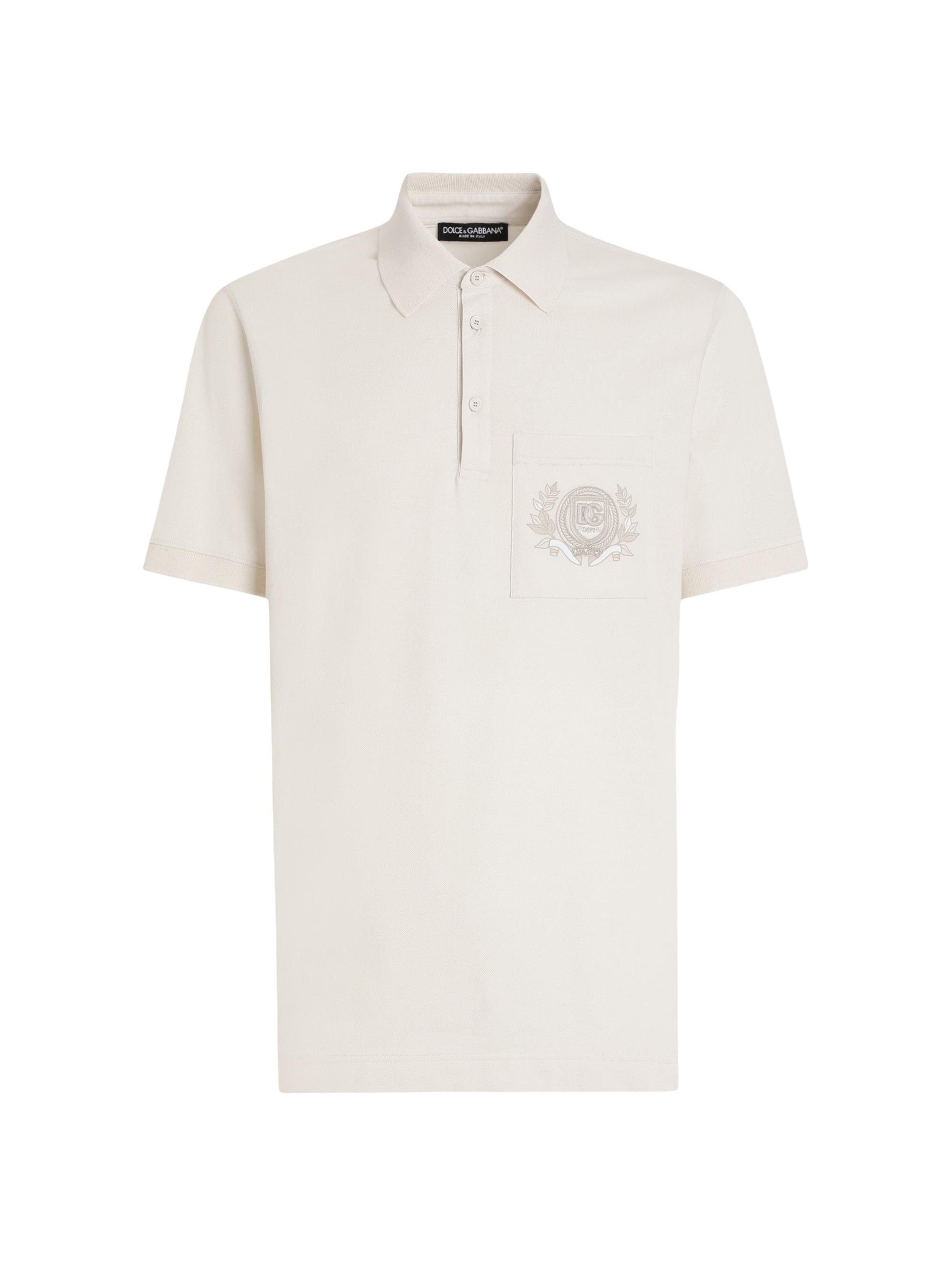 Dolce & Gabbana Men's Crest Cotton Polo Shirt - Cream