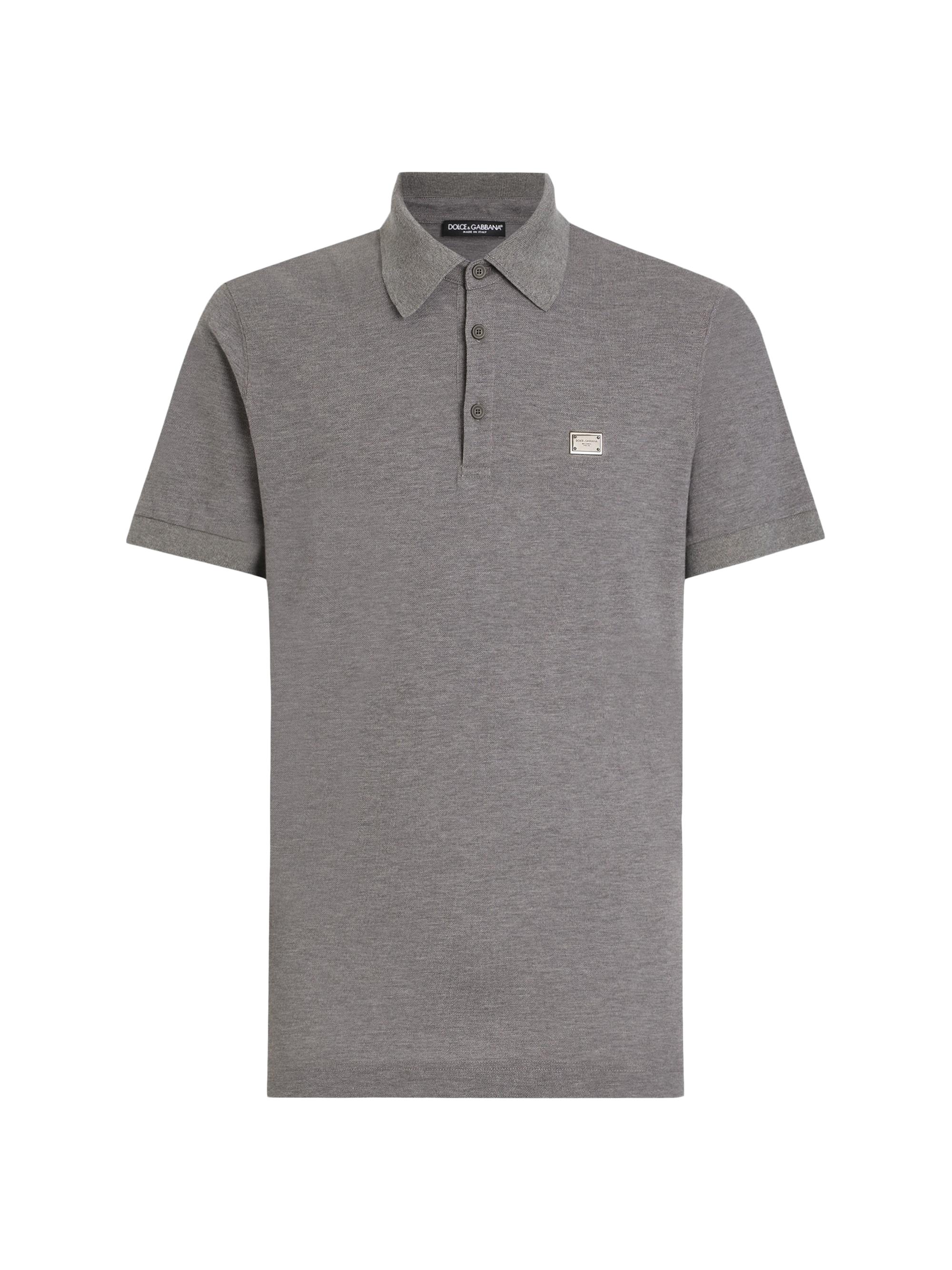 Dolce & Gabbana Men's Pique Cotton Polo Shirt - Melange Grigio