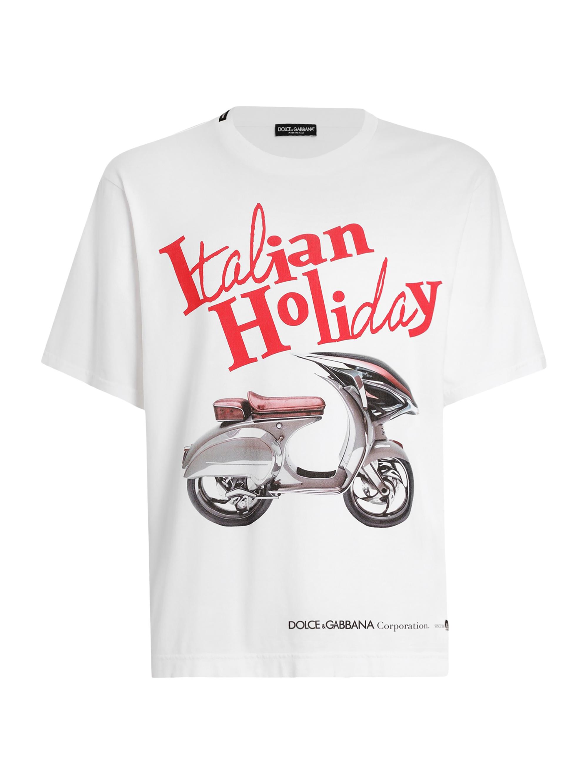 Dolce & Gabbana Men's Italian Holiday Vespa T-Shirt - Bianco Ottico