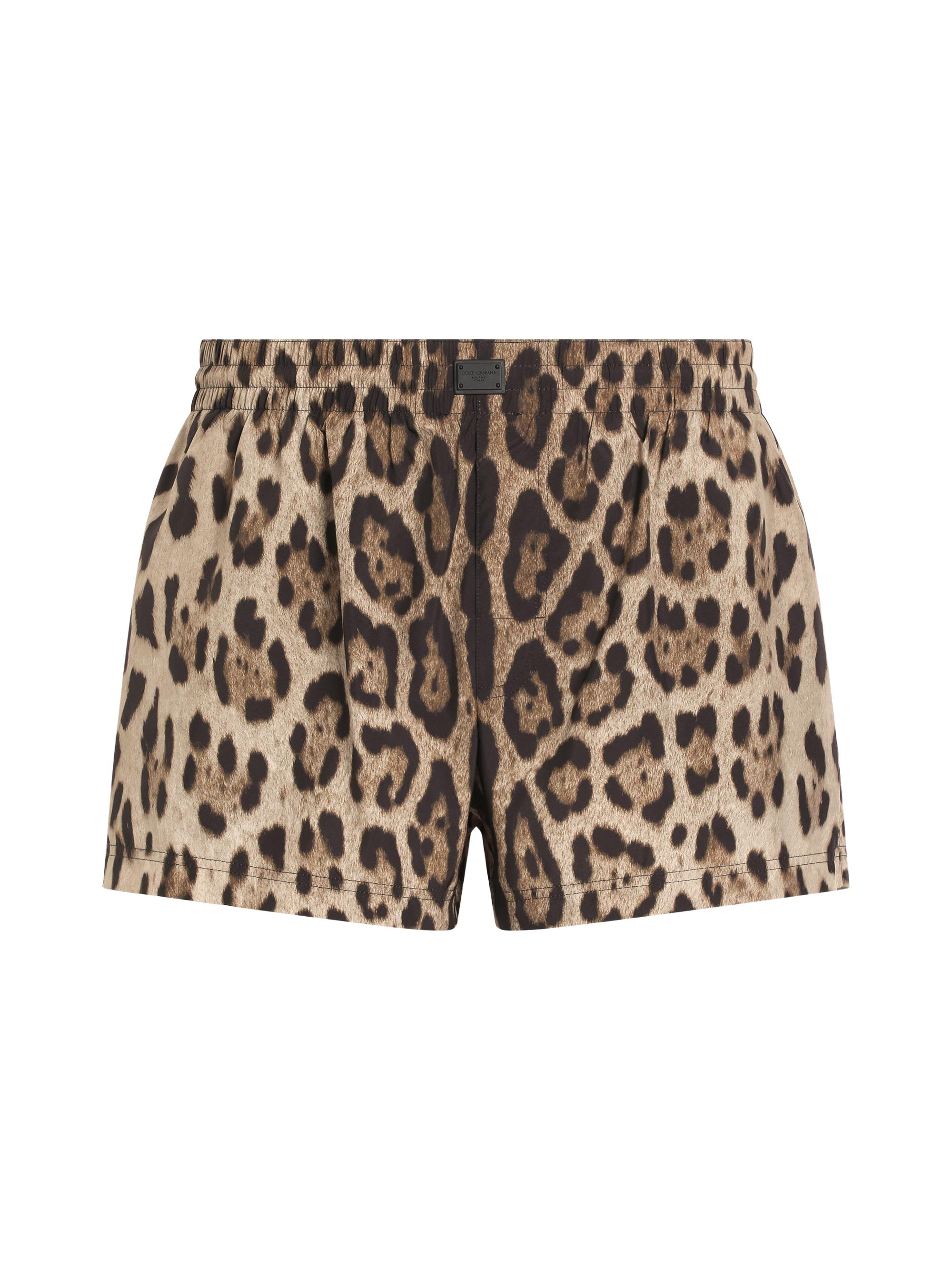 Dolce & Gabbana Men's DNA Leopard-Print Boxer Short Swim Trunks - Leopard