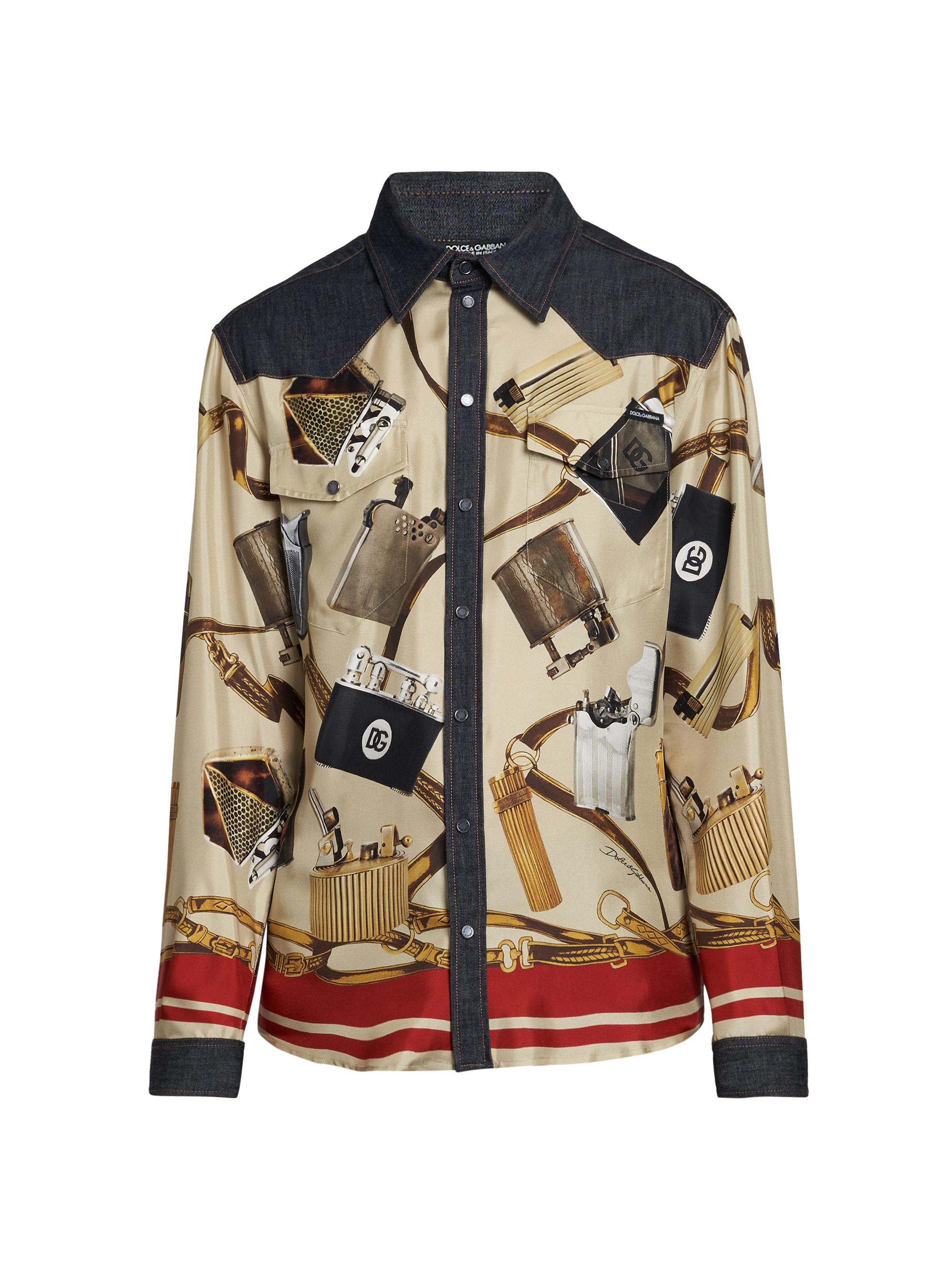 Dolce & Gabbana Men's Lighter Silk-Cotton Shirt - Lighter Print