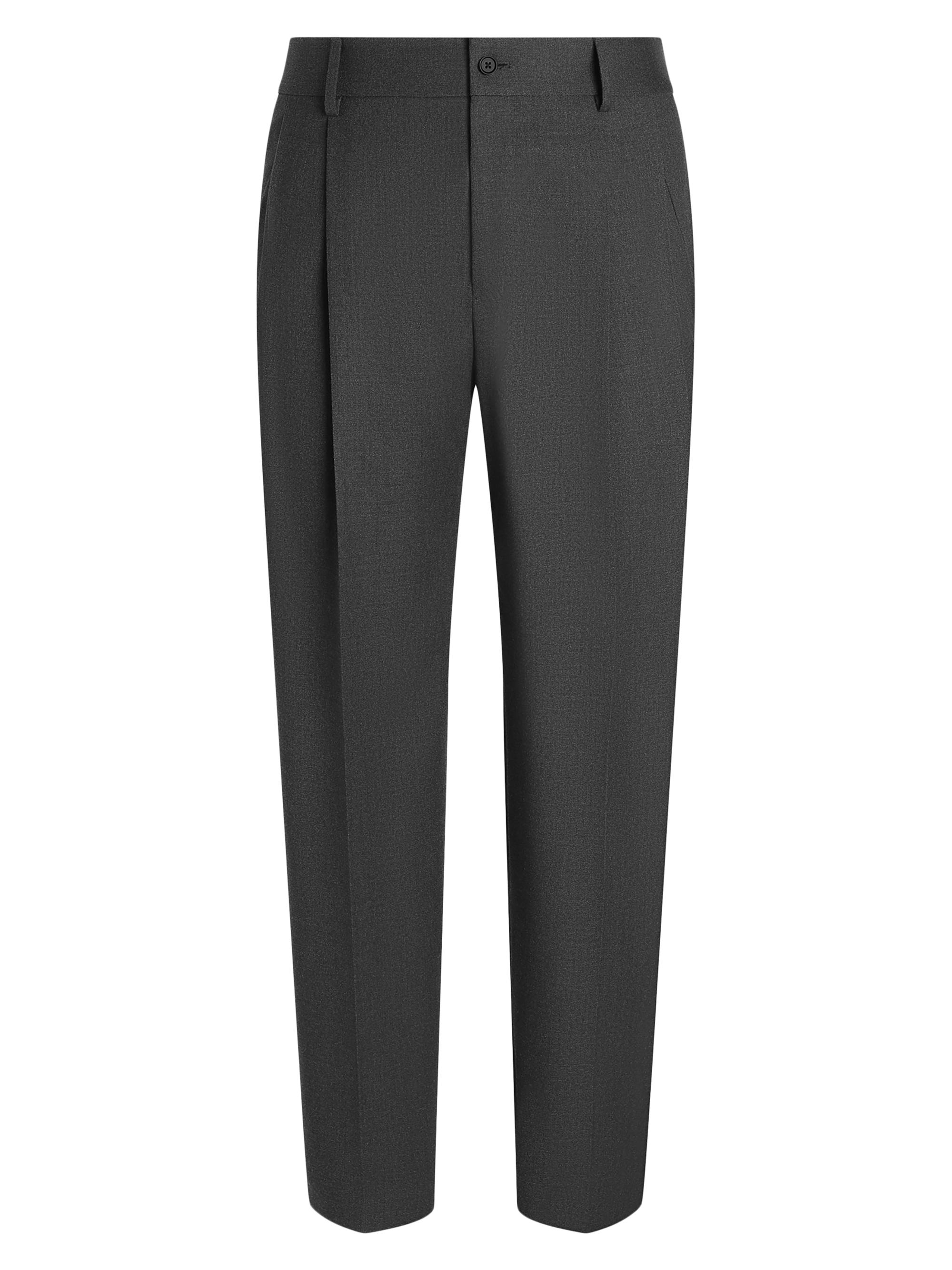 Dolce & Gabbana Men's Stretch-Wool Pleated Trousers - Melange Grigio
