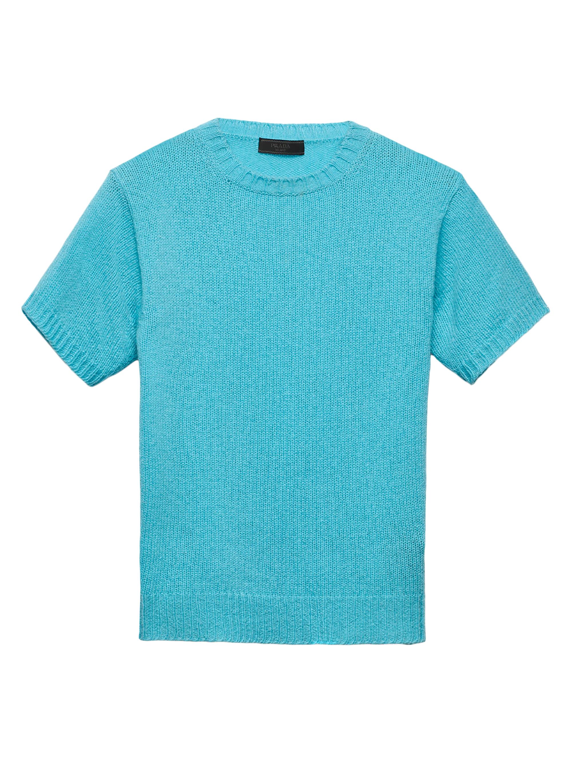 Prada Men's Short-Sleeved Cashmere Sweater - Blue