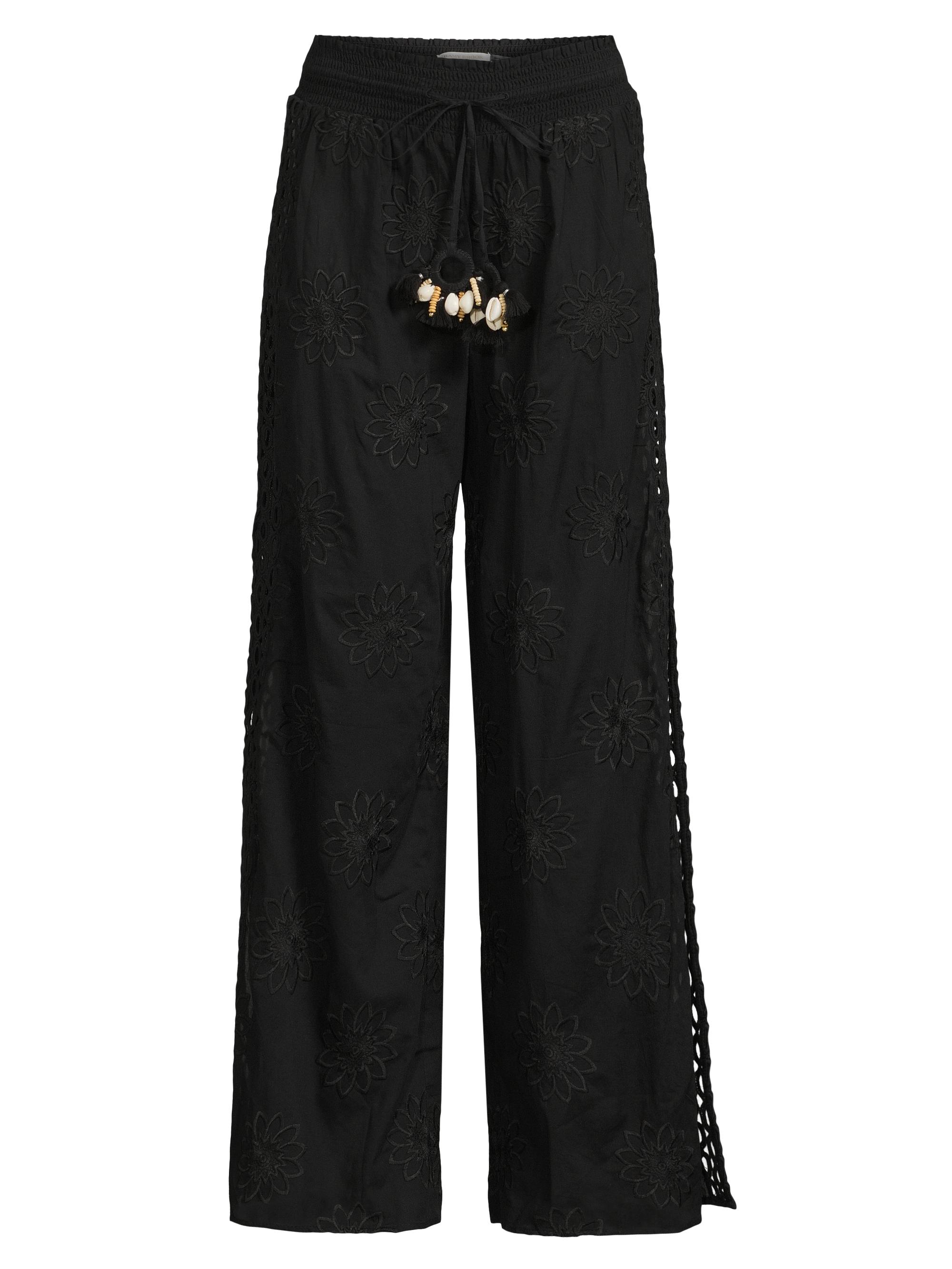 Ramy Brook Women's Milan Floral Cotton Drawstring Wide-Leg Pants - Black Floral