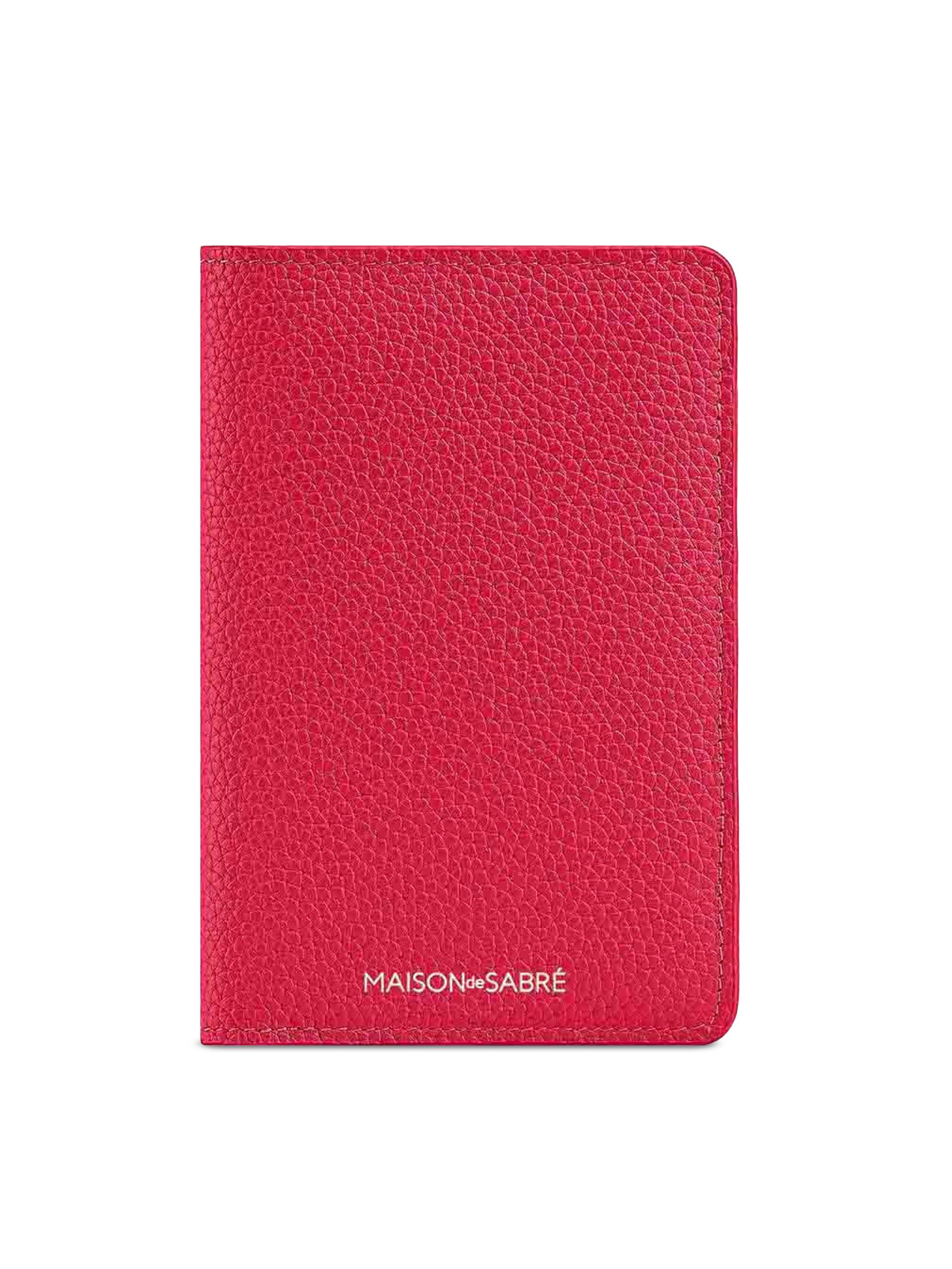 Maison de Sabre Leather Passport Holder - Rouge Noir