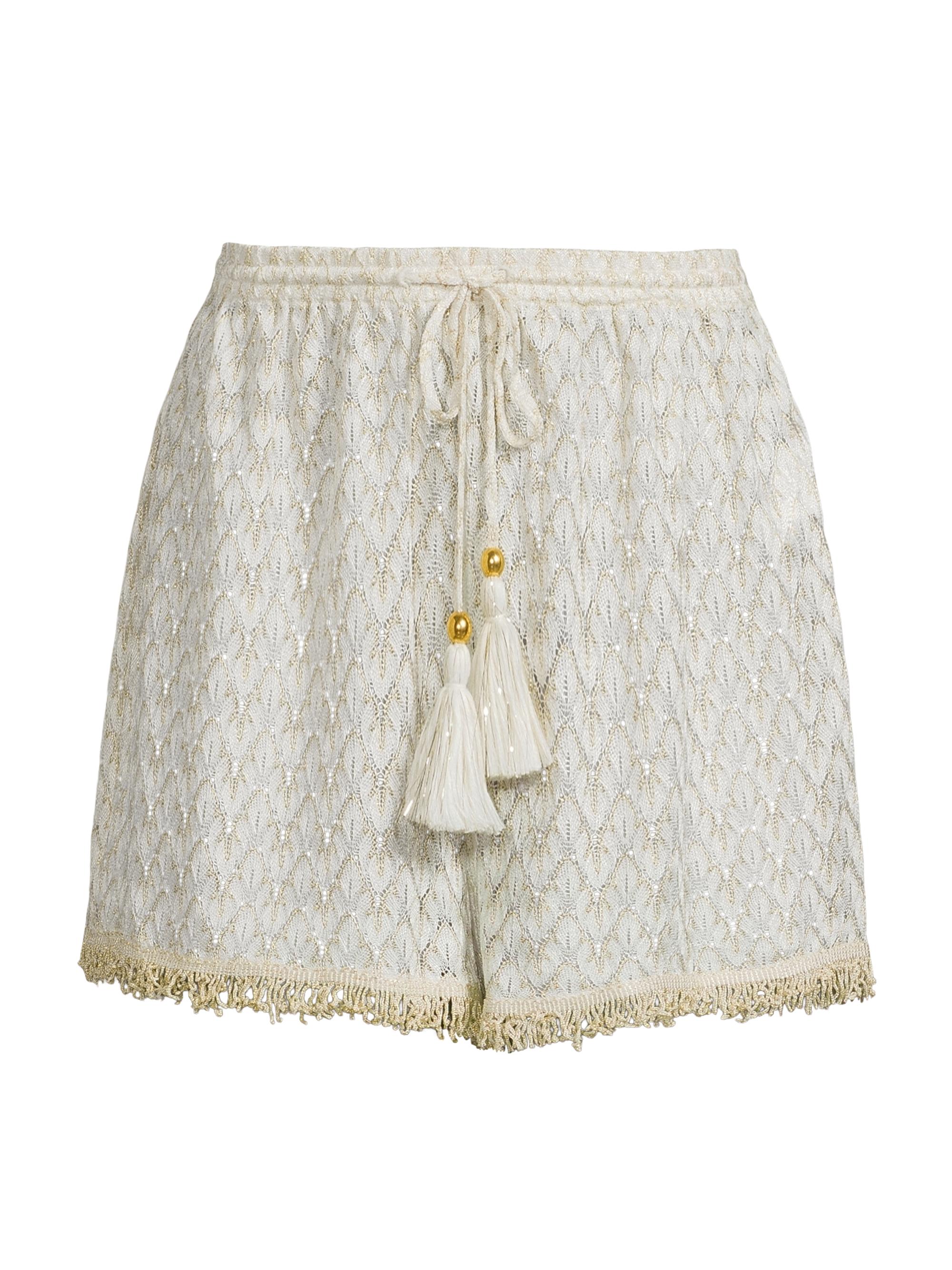 Ramy Brook Women's Mina Fringed Chevron Shorts - White Gold