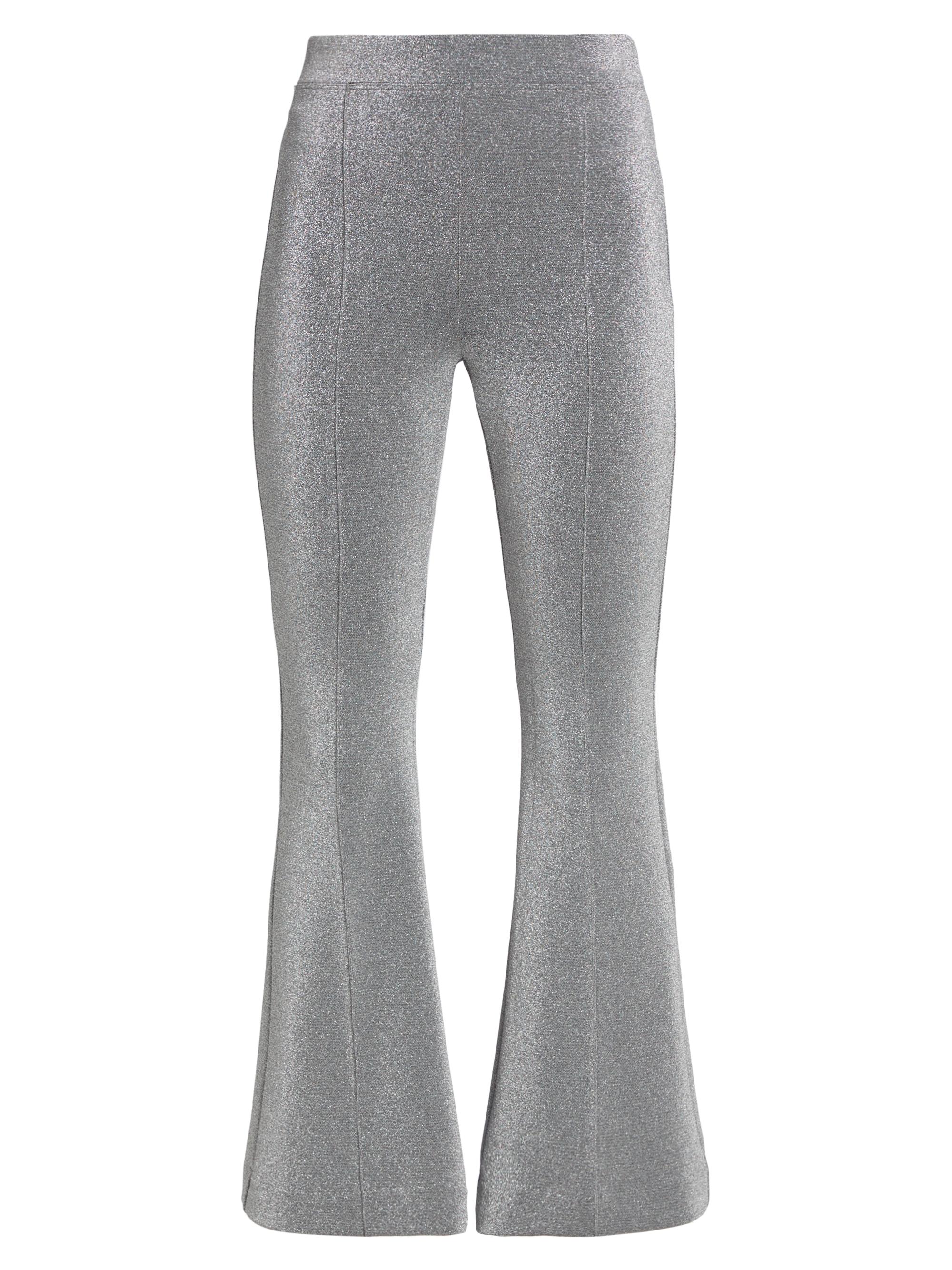 Rosetta Getty Women's Lurex Crop Flared Pants - Silver