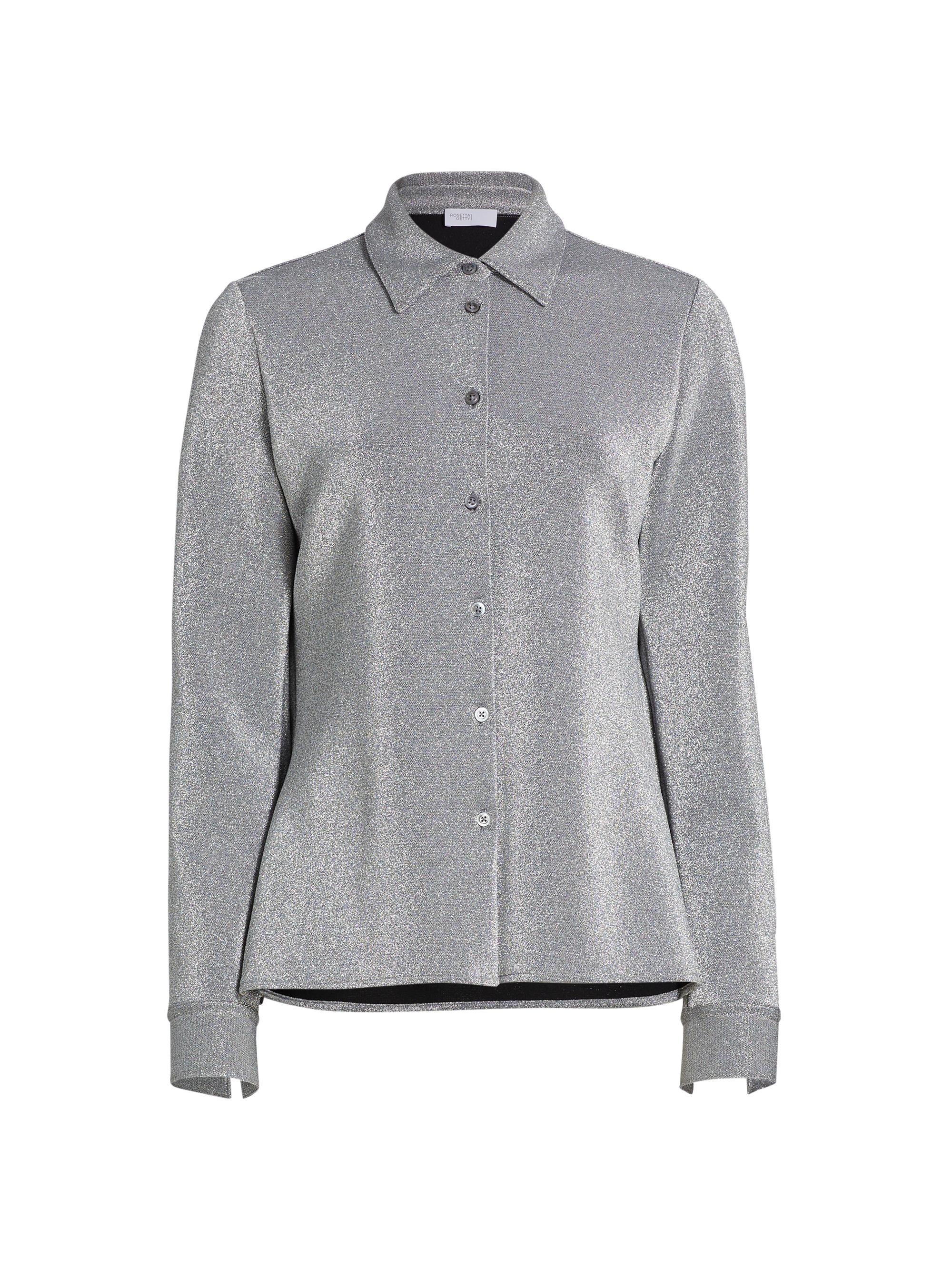 Rosetta Getty Women's Metallic Lurex Long-Sleeve Shirt - Silver