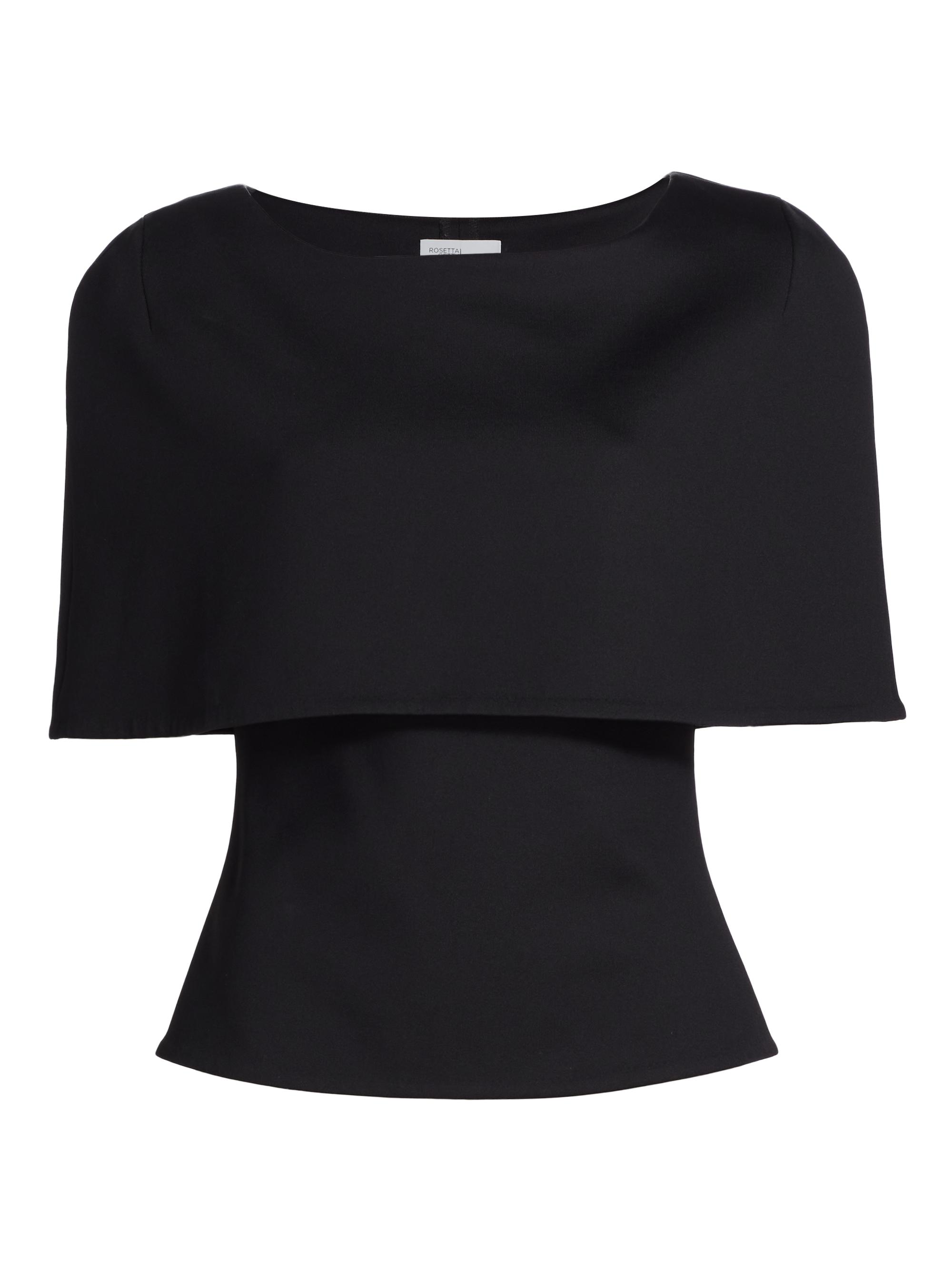 Rosetta Getty Women's Scuba Short-Sleeve Cape Top - Black