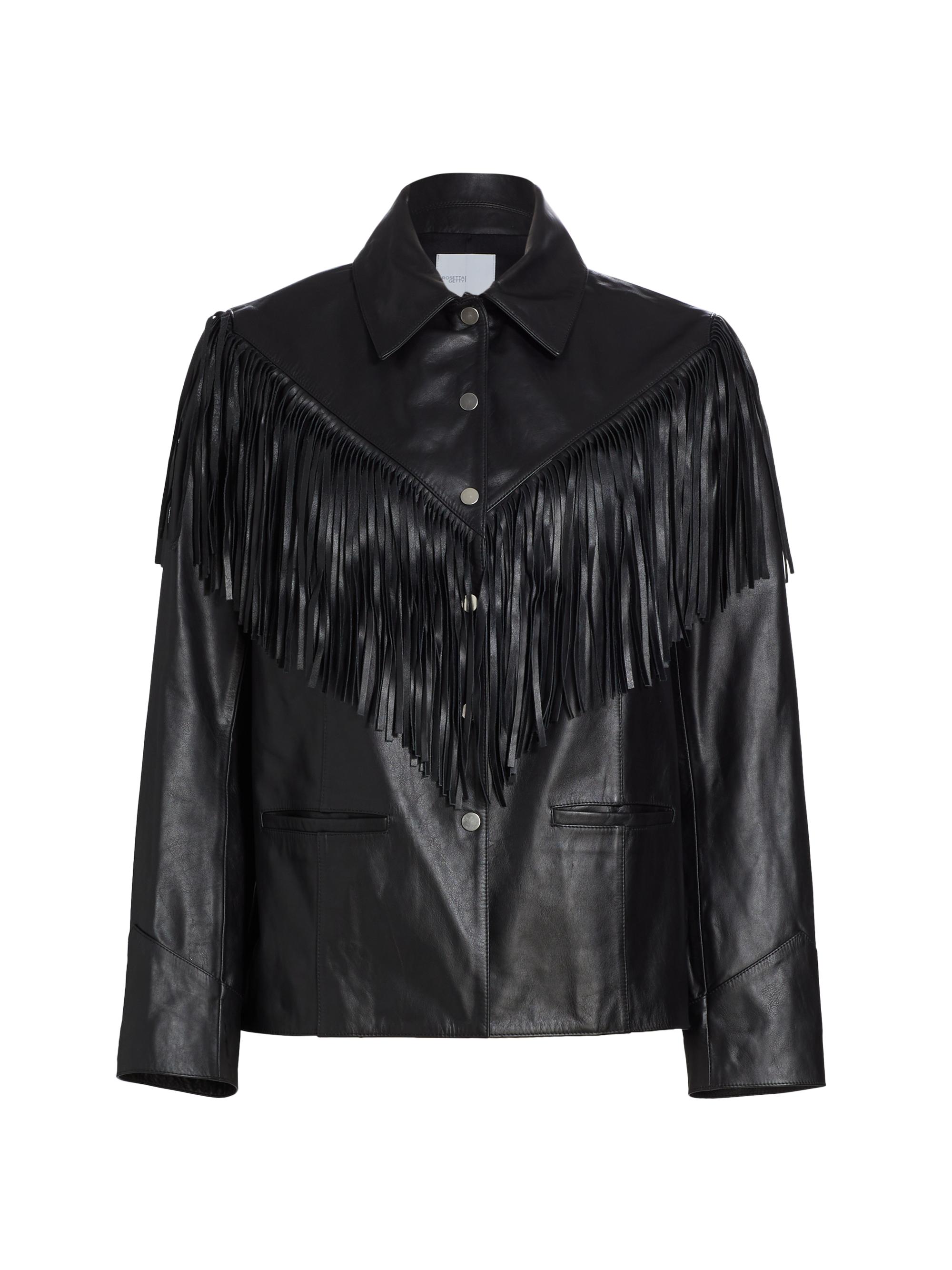 Rosetta Getty Women's Fringed Leather Jacket - Black