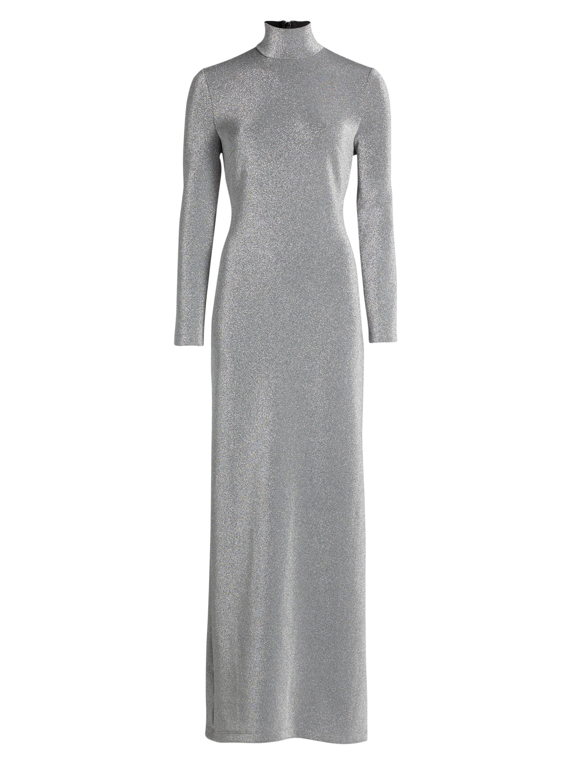 Rosetta Getty Women's Metallic Lurex Turtleneck Maxi Dress - Silver