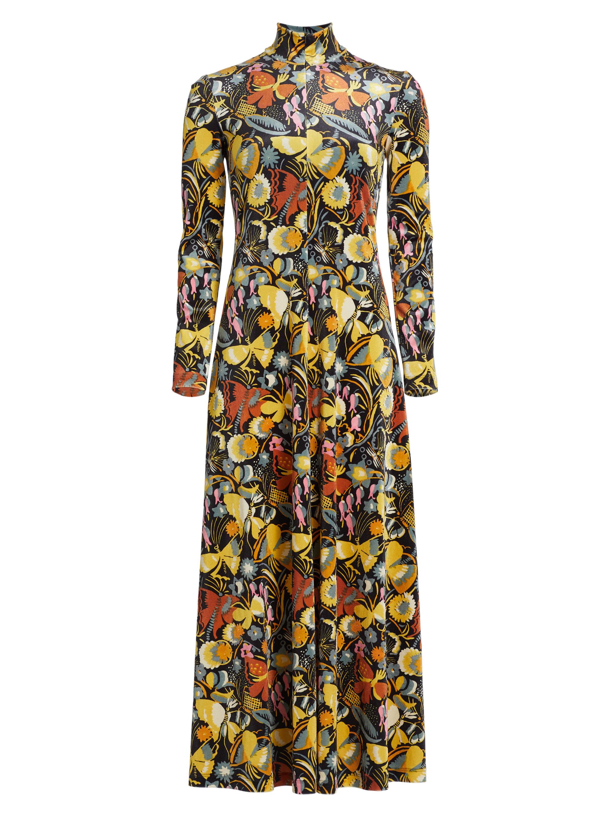 Rosetta Getty Women's Floral Velvet Turtleneck Maxi Dress - Black Multi