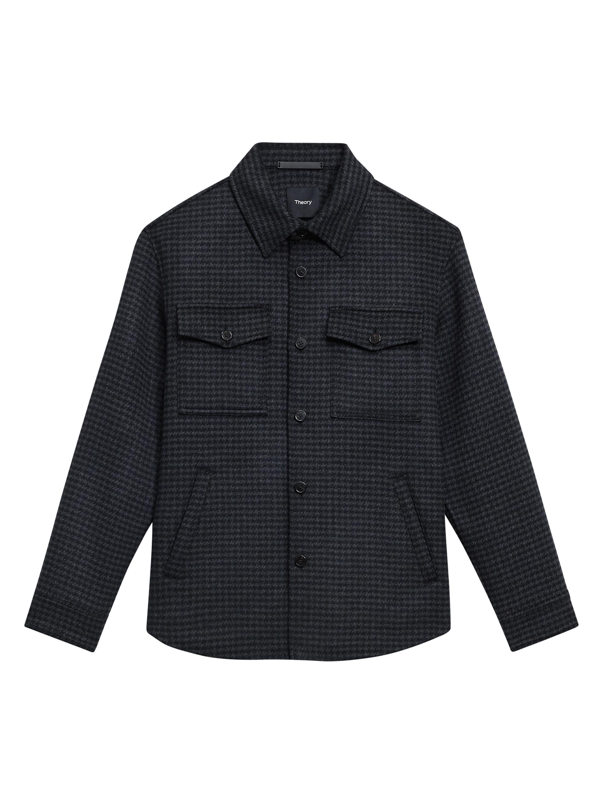 Theory Houndstooth Wool-Cashmere Shirt Jacket | Saks Fifth Avenue