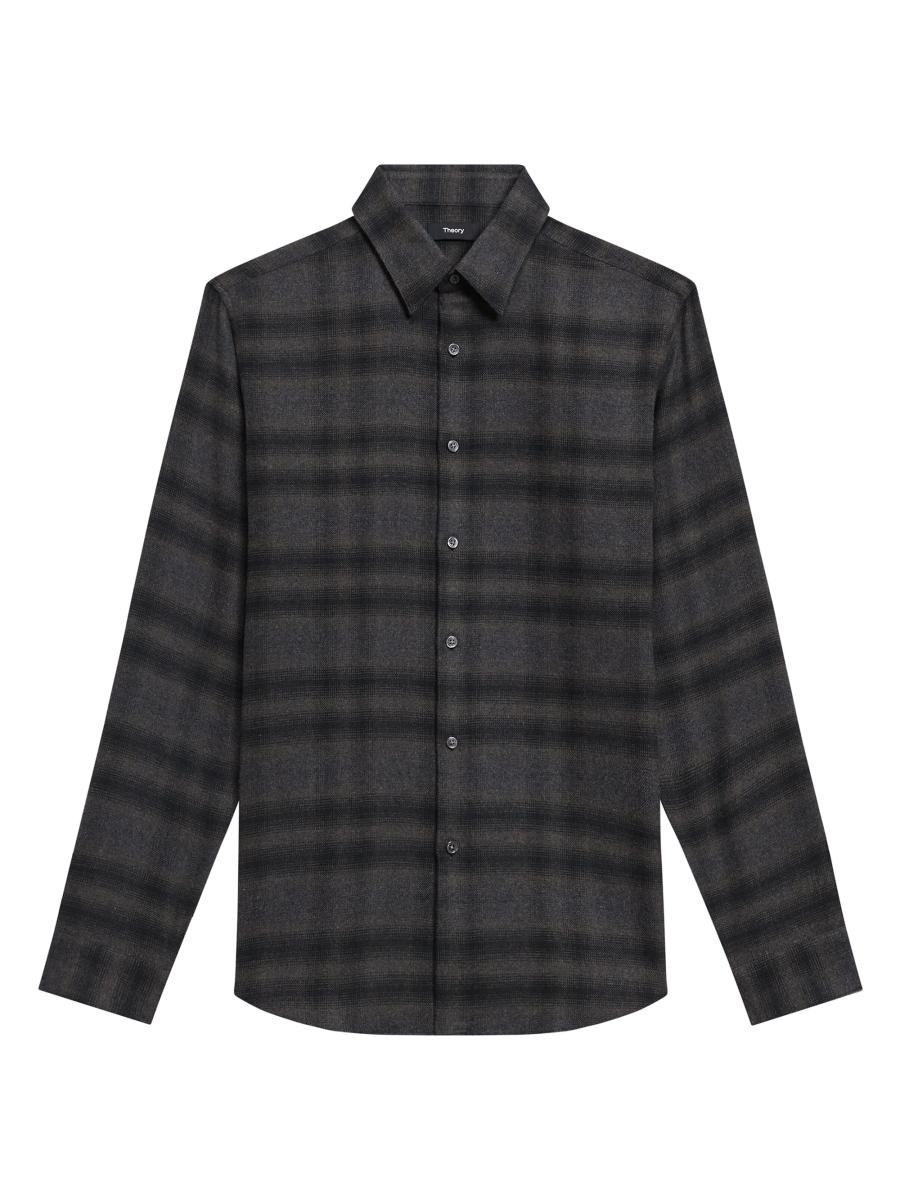 Theory Irving Shadow Plaid Flannel Shirt | Saks Fifth Avenue