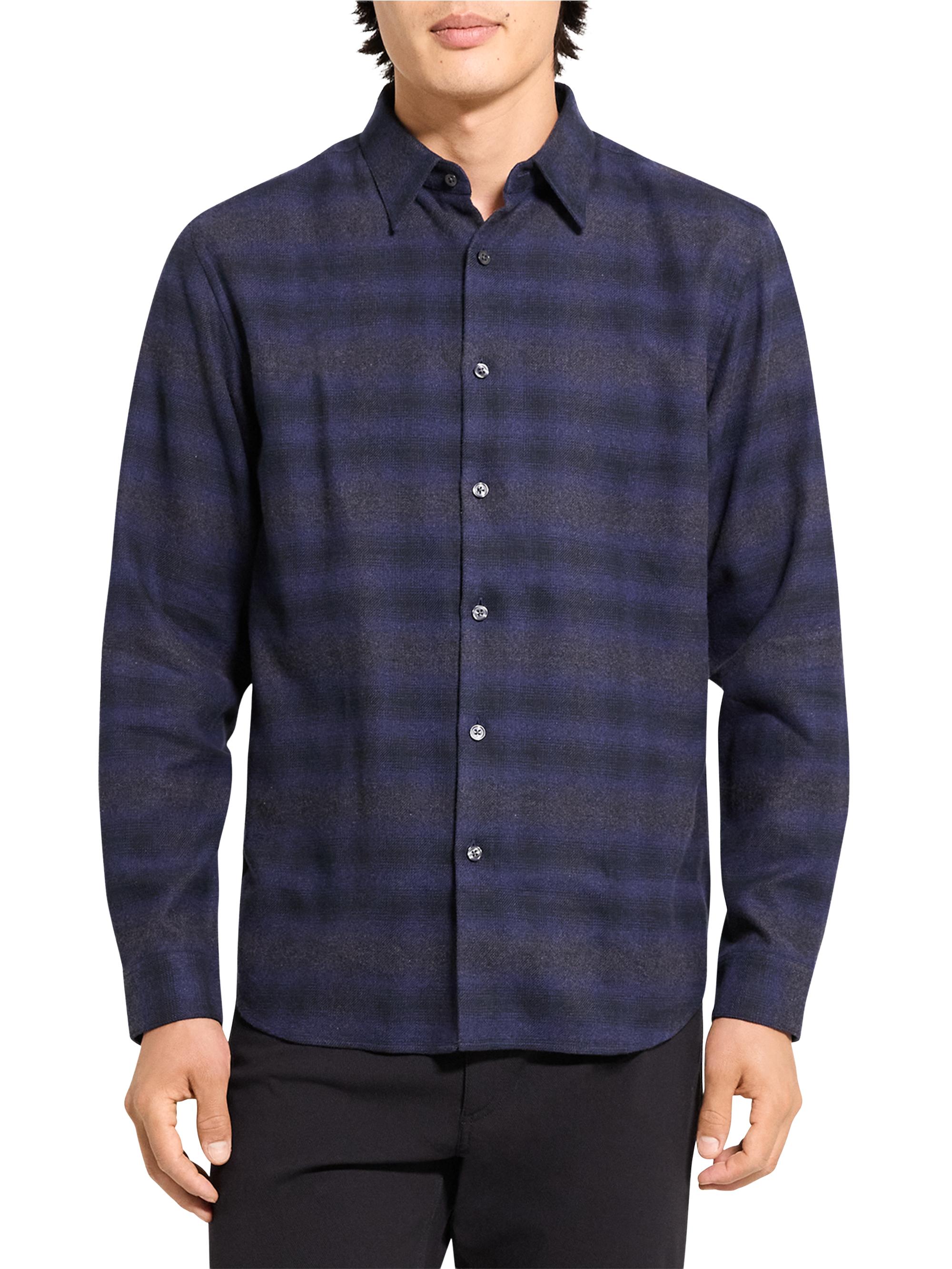 Theory Irving Shadow Plaid Flannel Shirt | Saks Fifth Avenue