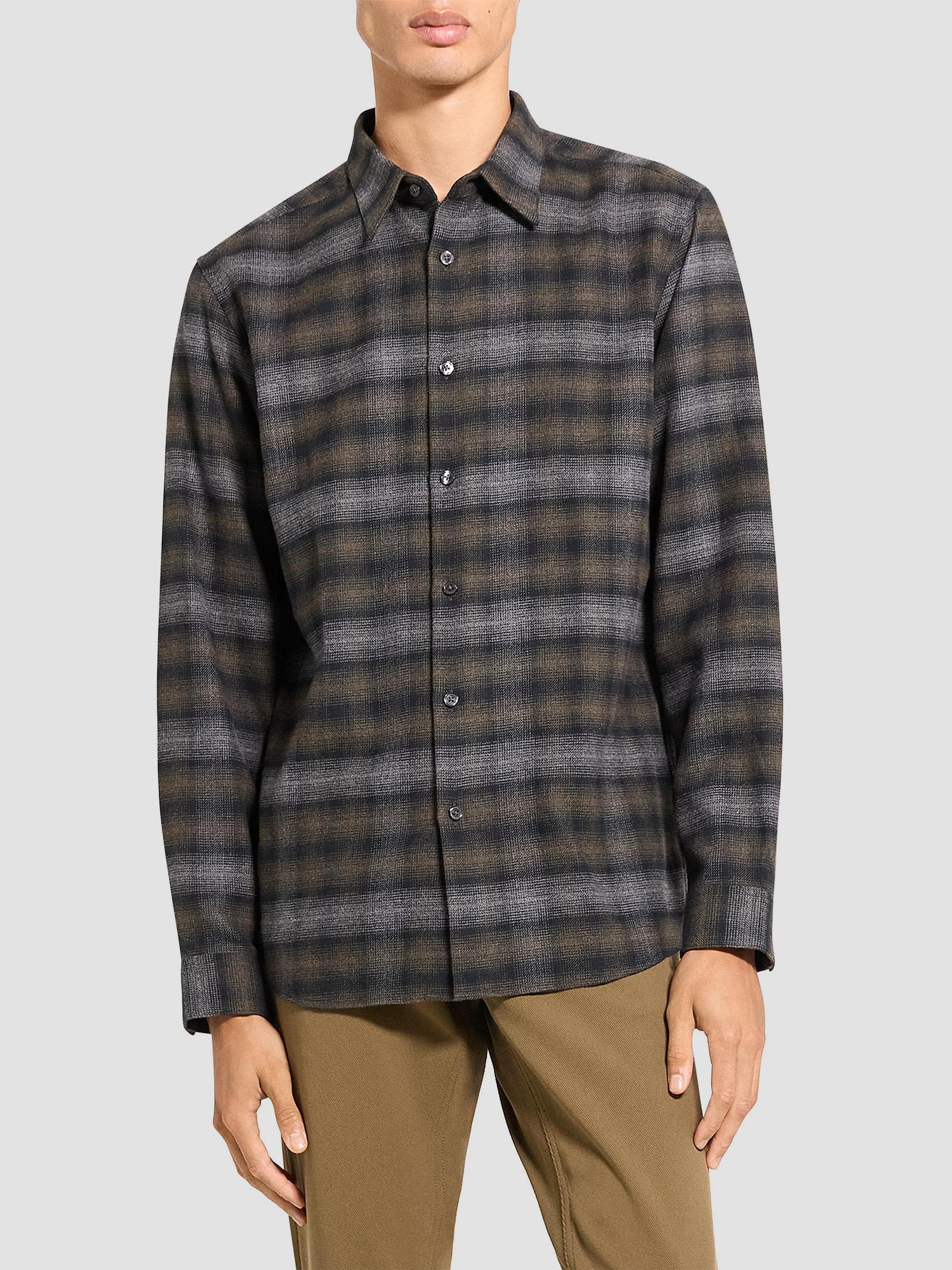 Theory Irving Shadow Plaid Flannel Shirt | Saks Fifth Avenue