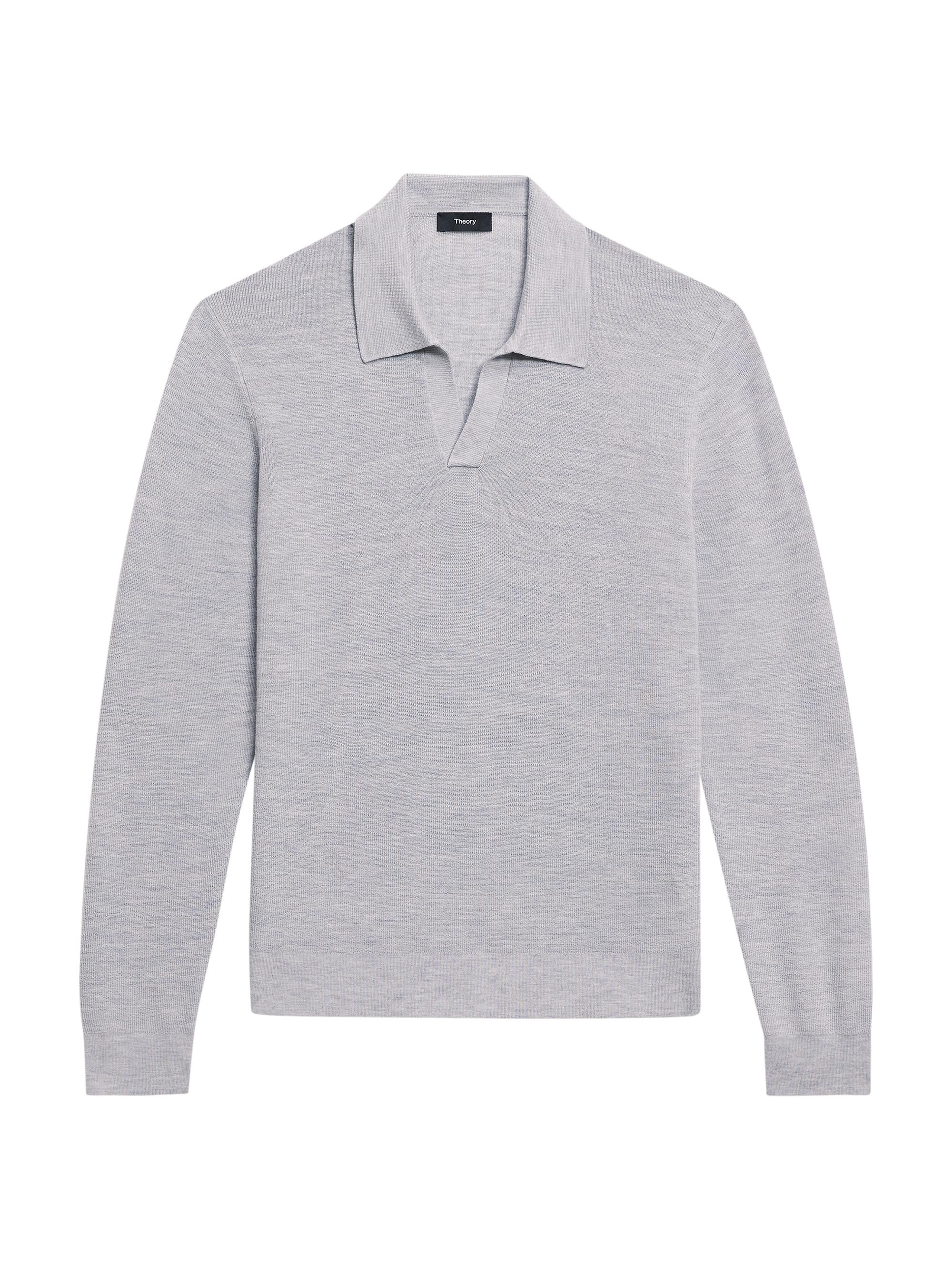 Theory Men's Regal Merino Johnny Collar Sweater - Mink Melange