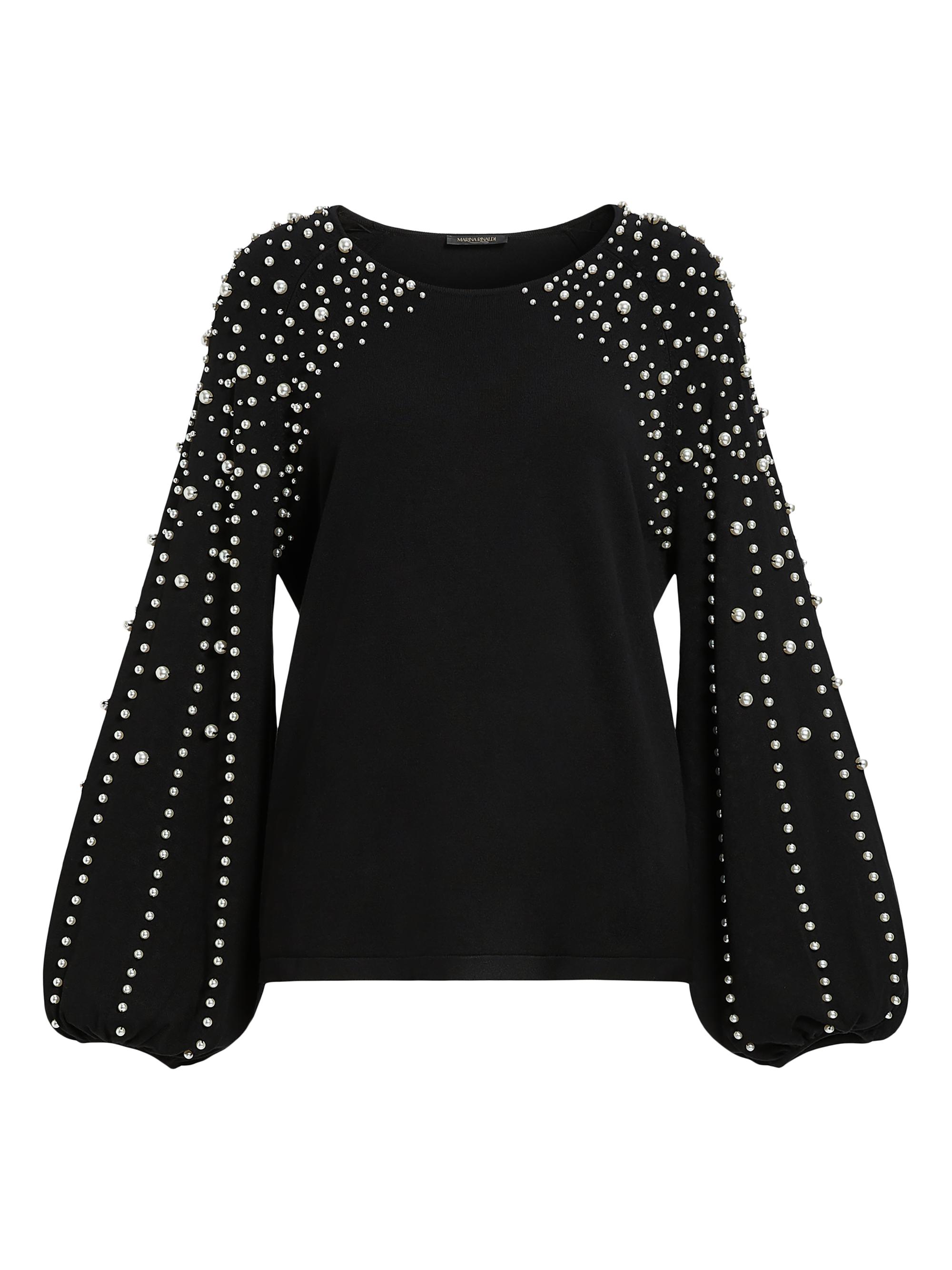 Marina Rinaldi Women's Nelson Imitation Pearl-Embellished Sweater - Black