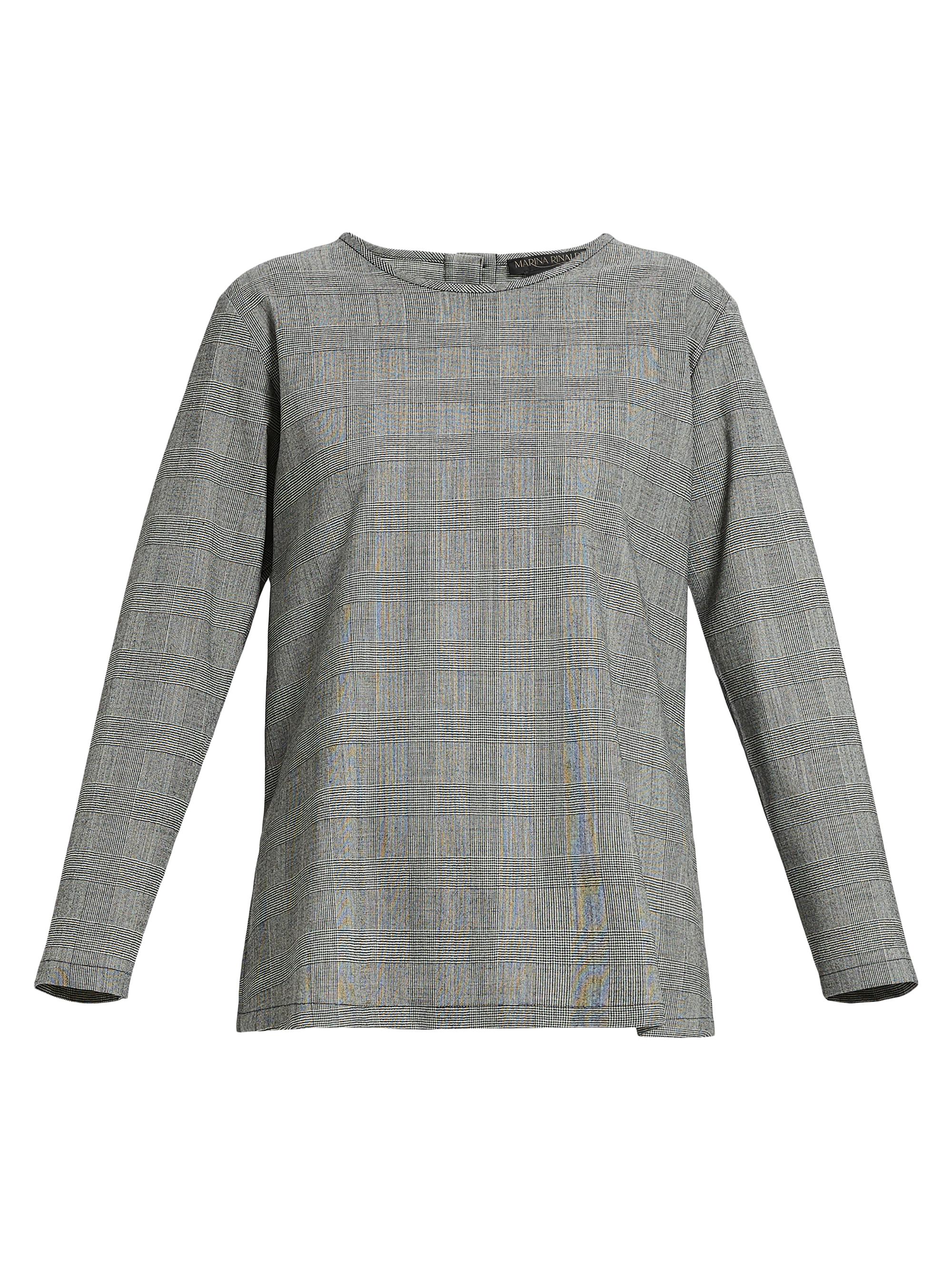 Marina Rinaldi Women's Uberta Glen Plaid Stretch Wool Shirt - Black White