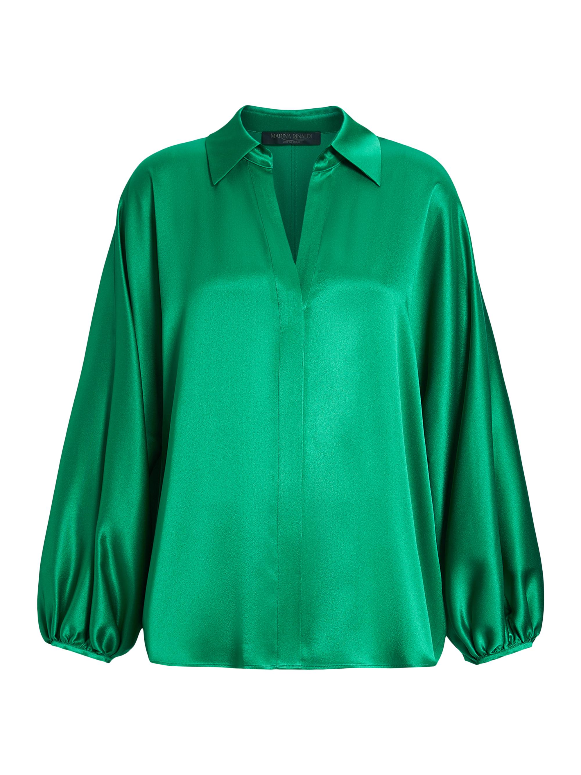 Marina Rinaldi Women's Elegante Acanto Satin Button-Front Shirt - Green