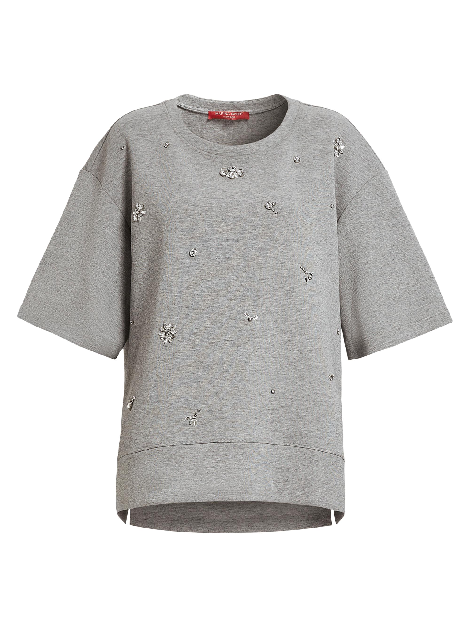 Marina Rinaldi Women's Large Wool Rhinestone Sweatshirt - Light Grey