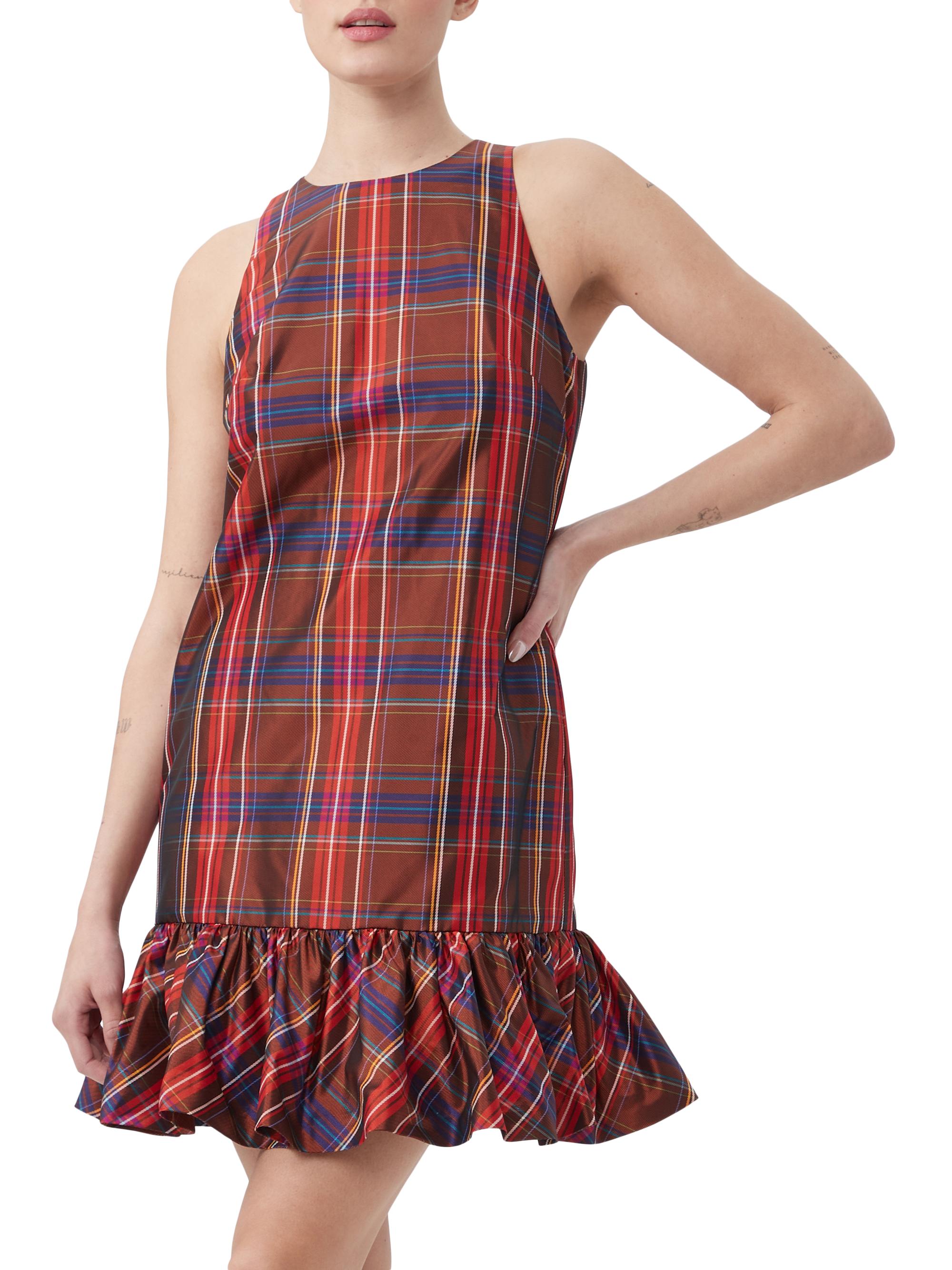 Trina Turk Women's Berry Plaid Puff-Hem Dress